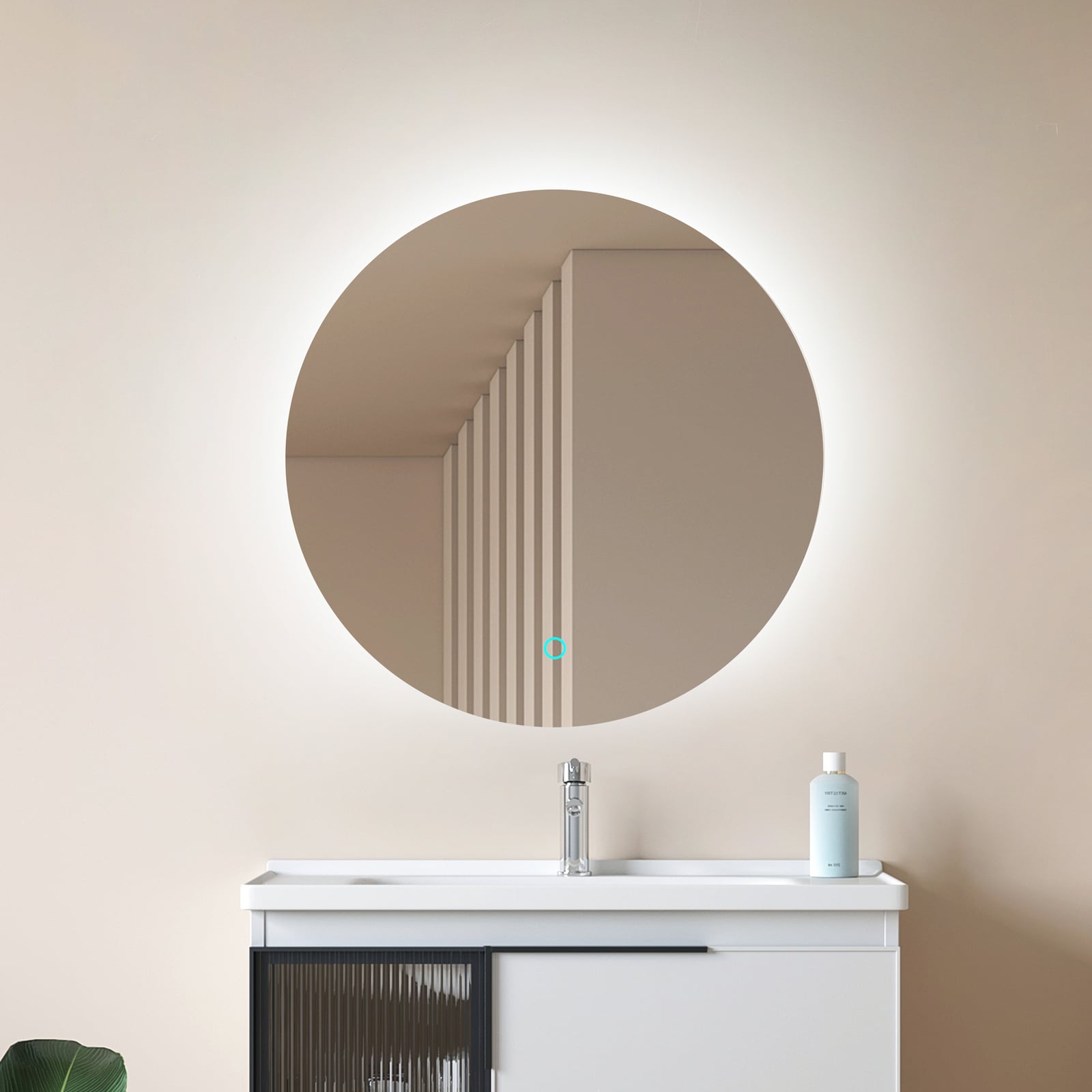 Lucande LED-Spiegel Celestiel rund beheizbar CCT Ø 60 cm Wandspiegel Chrom - 4251911777970