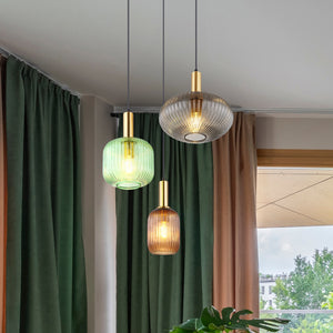 B-Ware Pendelleuchte Normy 55 cm bunt Glas 3-flg dimmbar Globo Metall IP20