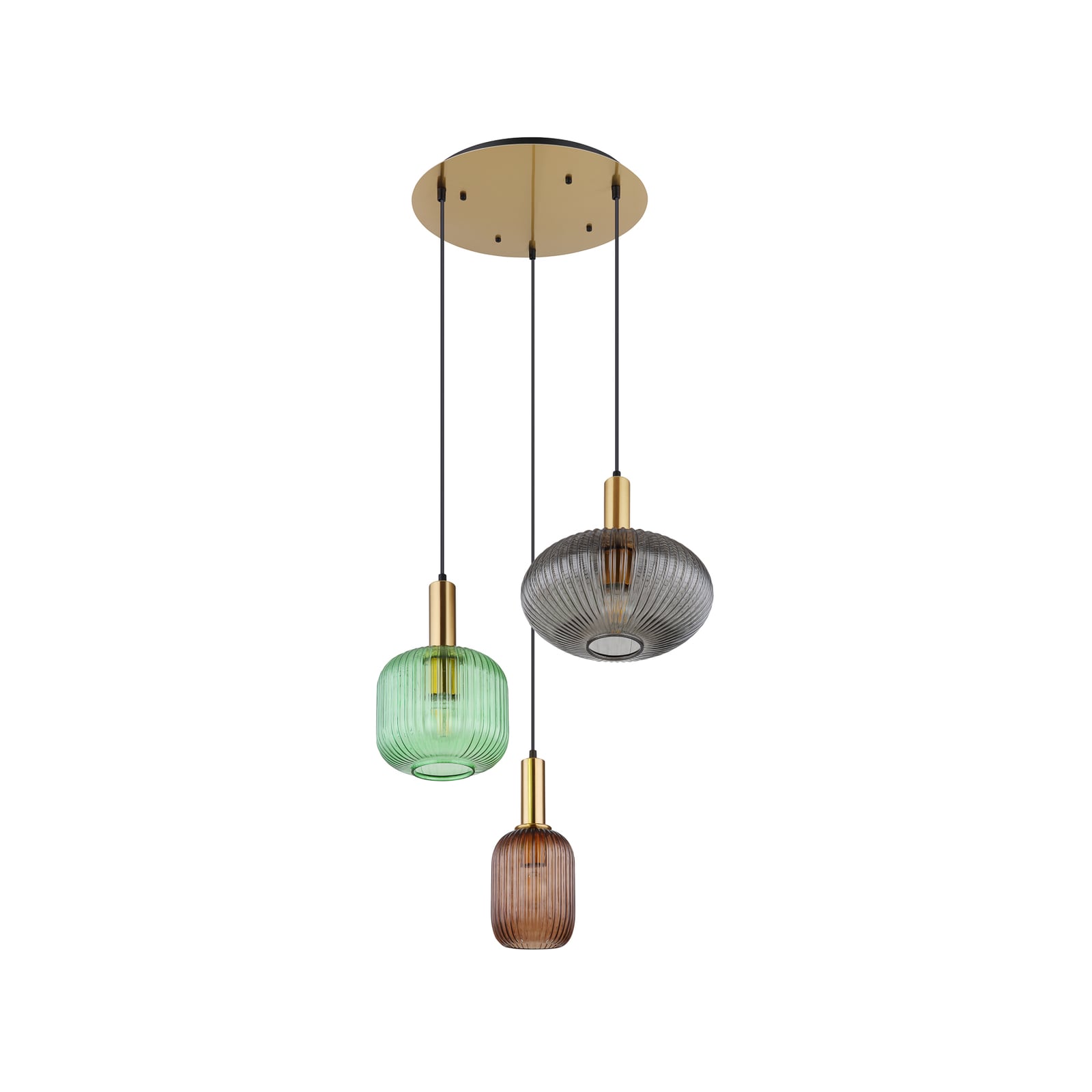 Pendelleuchte Normy 55 cm bunt Glas 3-flg dimmbar Globo Metall IP20 - 9007371428724
