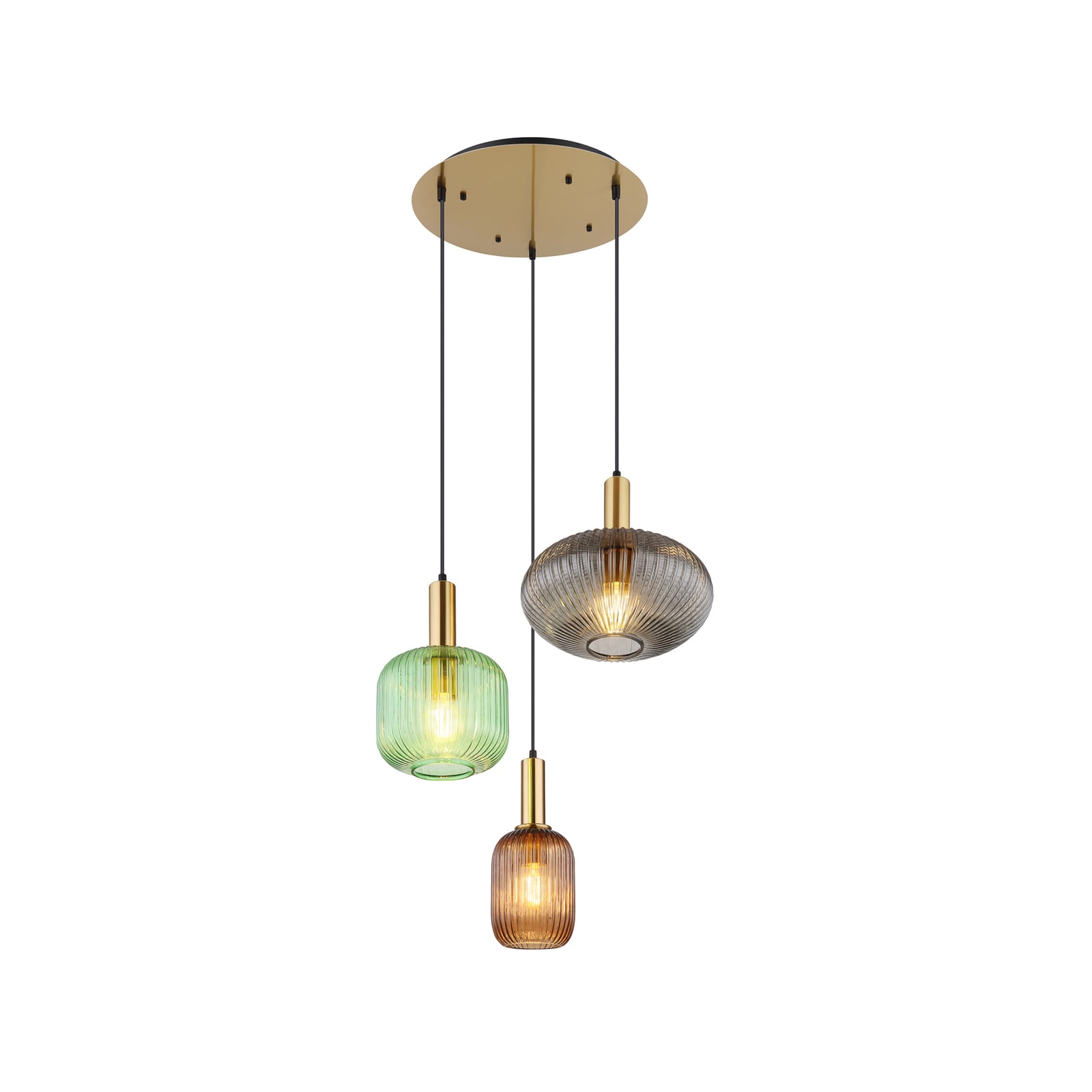 Pendelleuchte Normy 55 cm bunt Glas 3-flg dimmbar Globo Metall IP20 - 9007371428724