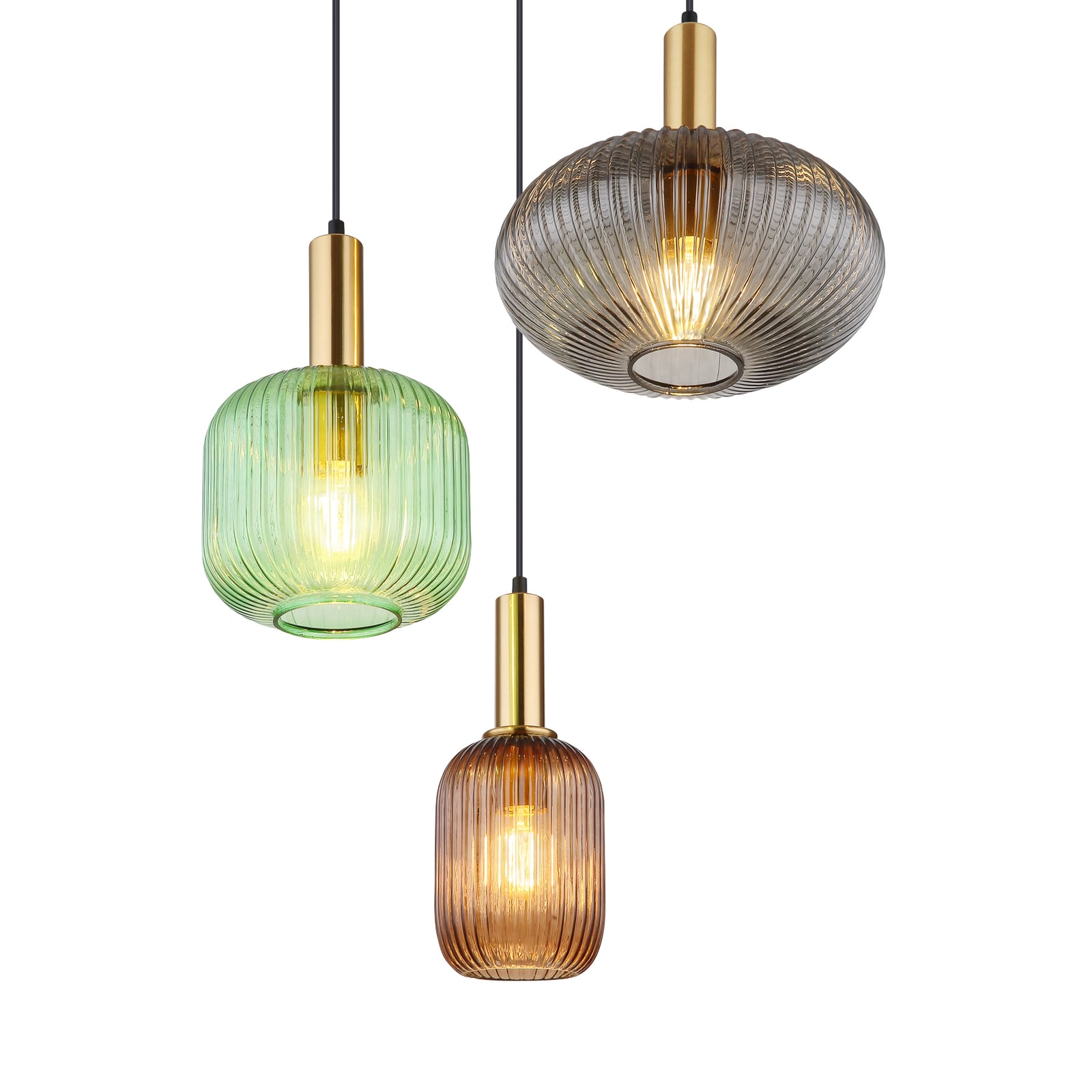 Pendelleuchte Normy 55 cm bunt Glas 3-flg dimmbar Globo Metall IP20 - 9007371428724