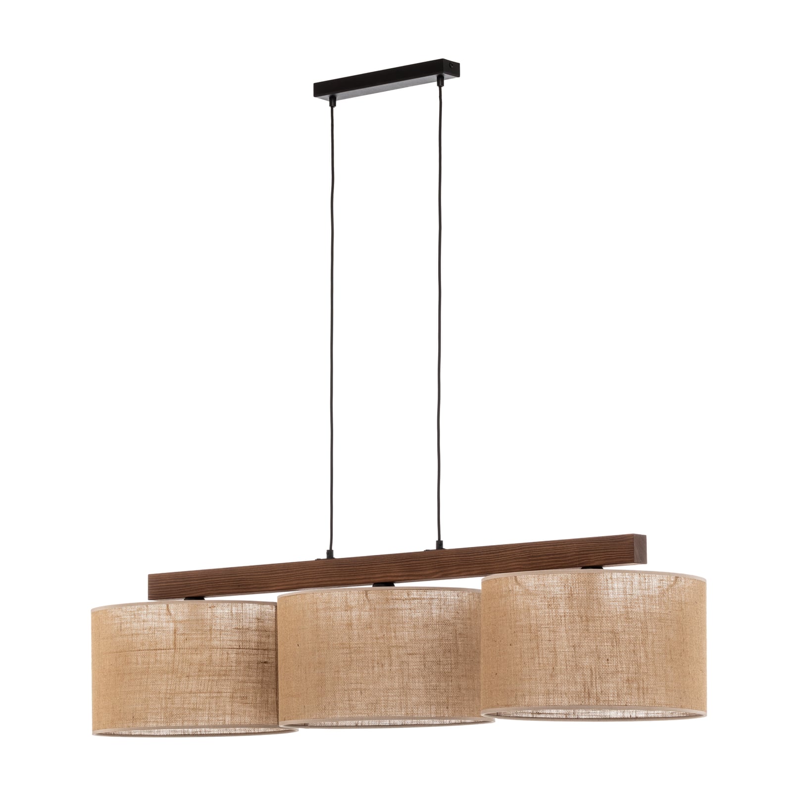 Pendelleuchte Juta dreiflammig Balken Jute Stahl Holz Made in Europe - 5901780568948