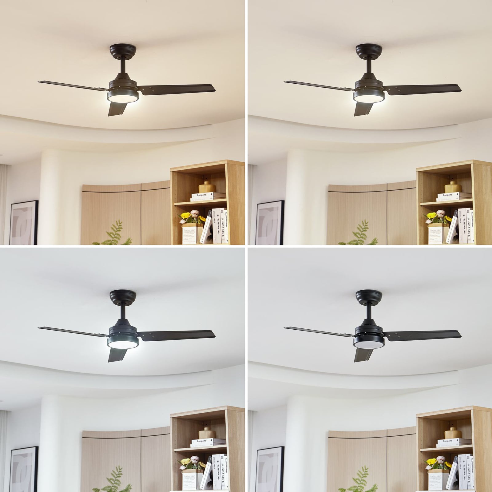 Lindby LED-Deckenventilator Aerallo schwarz CCT leise mit Fernbedienung - 4251911779905