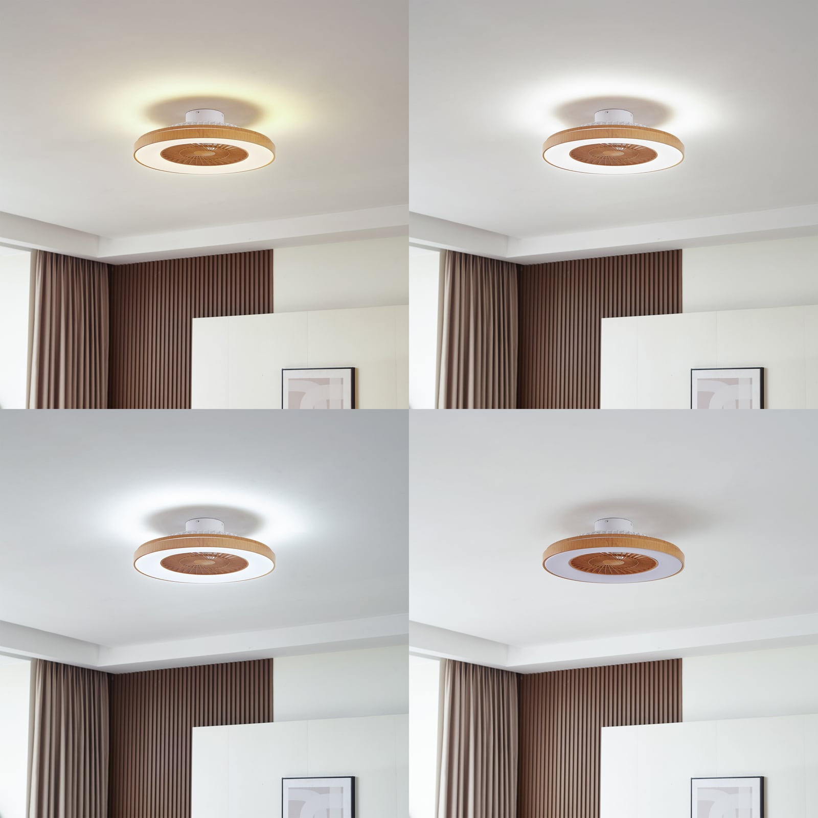 Lindby LED-Deckenventilator Teleo Deckenventilator Venti holzfarben DC leise CCT - 4251911780147