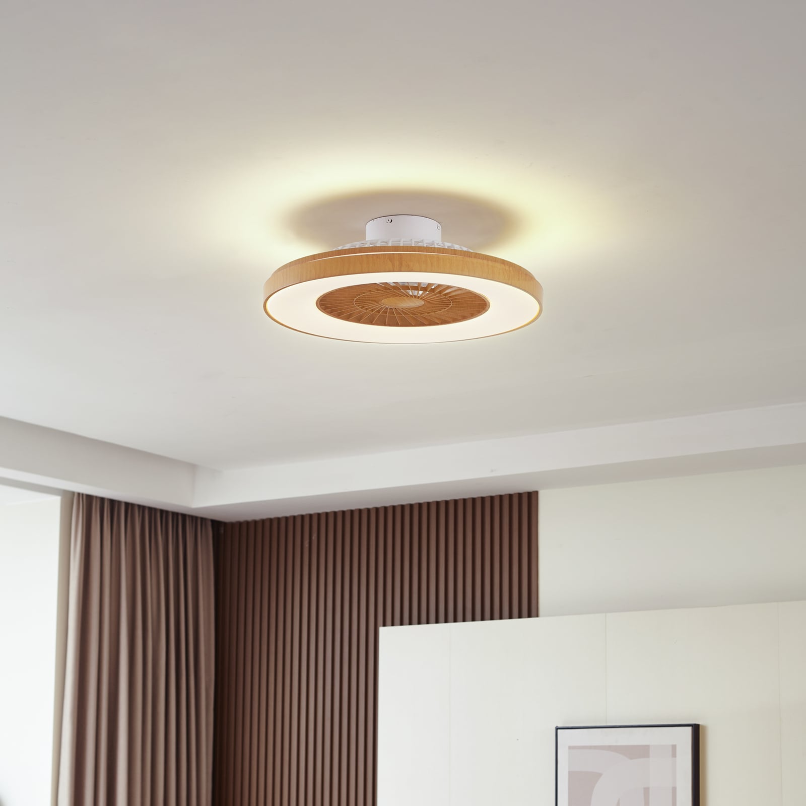 Lindby LED-Deckenventilator Teleo Deckenventilator Venti holzfarben DC leise CCT - 4251911780147