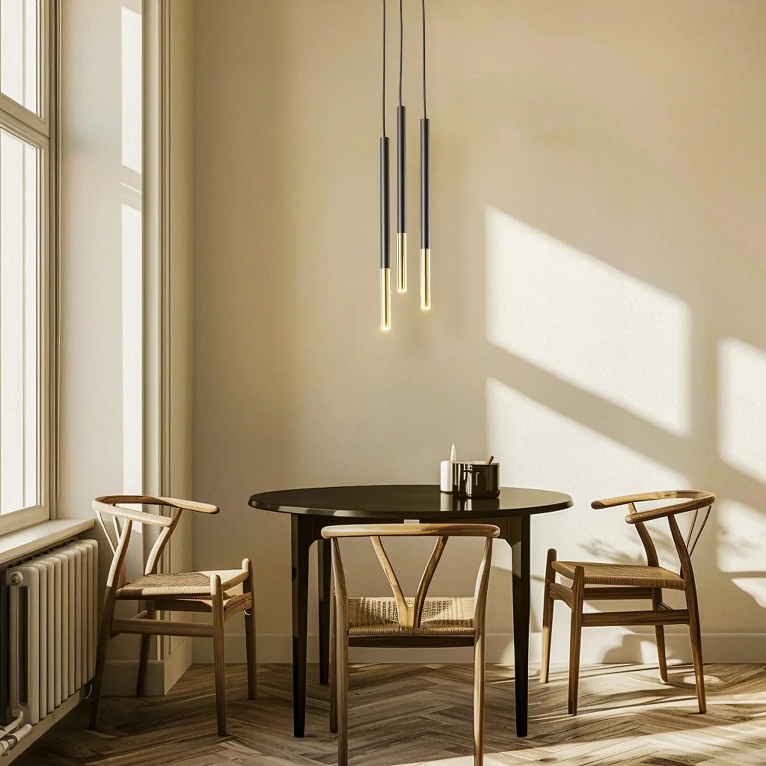 B-Ware Euluna Thalassa Pendelleuchte Hängelampe G9 Schwarz Chrom Rund 3fl Stahl - 10023181