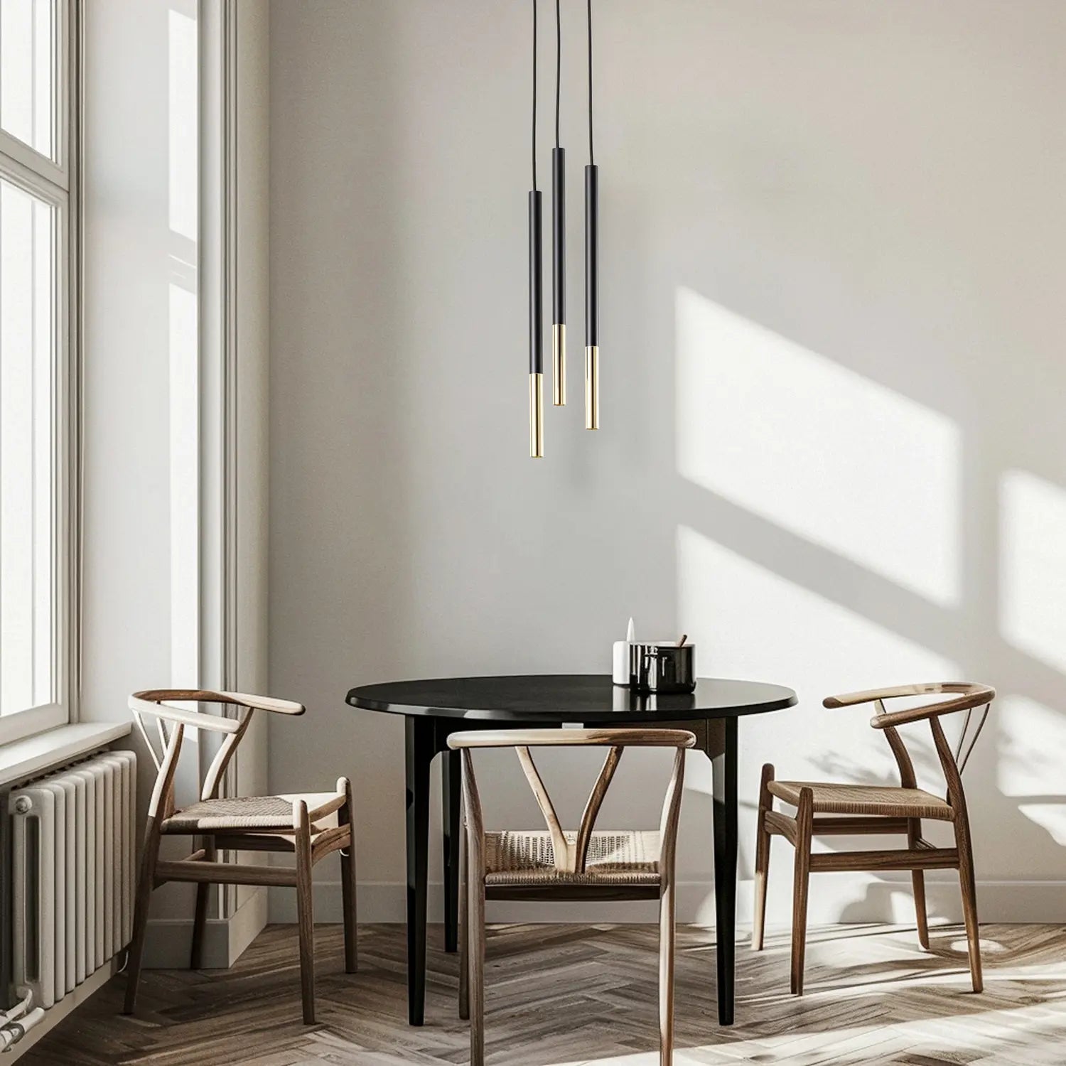 B-Ware Euluna Thalassa Pendelleuchte Hängelampe G9 Schwarz Chrom Rund 3fl Stahl - 10023181