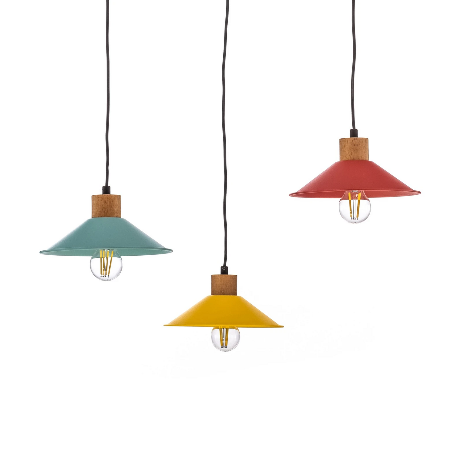B-Ware Hängelampe Manavgat N 553 Deckenleuchte Lampe 3 Flammig Gelb Blau Rot