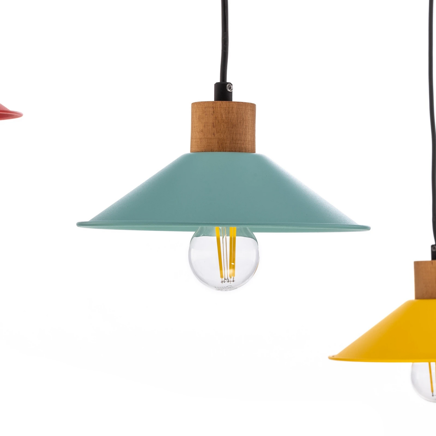 B-Ware Hängelampe Manavgat N 553 Deckenleuchte Lampe 3 Flammig Gelb Blau Rot