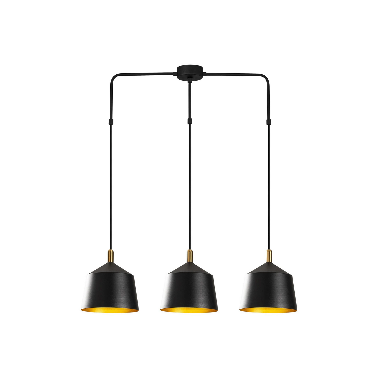 B-Ware Opviq Hängelampe Pendelleuchte Beleuchtung Schwarz Gold 3 Flg Linear Saglam 3778 - 8681875500738