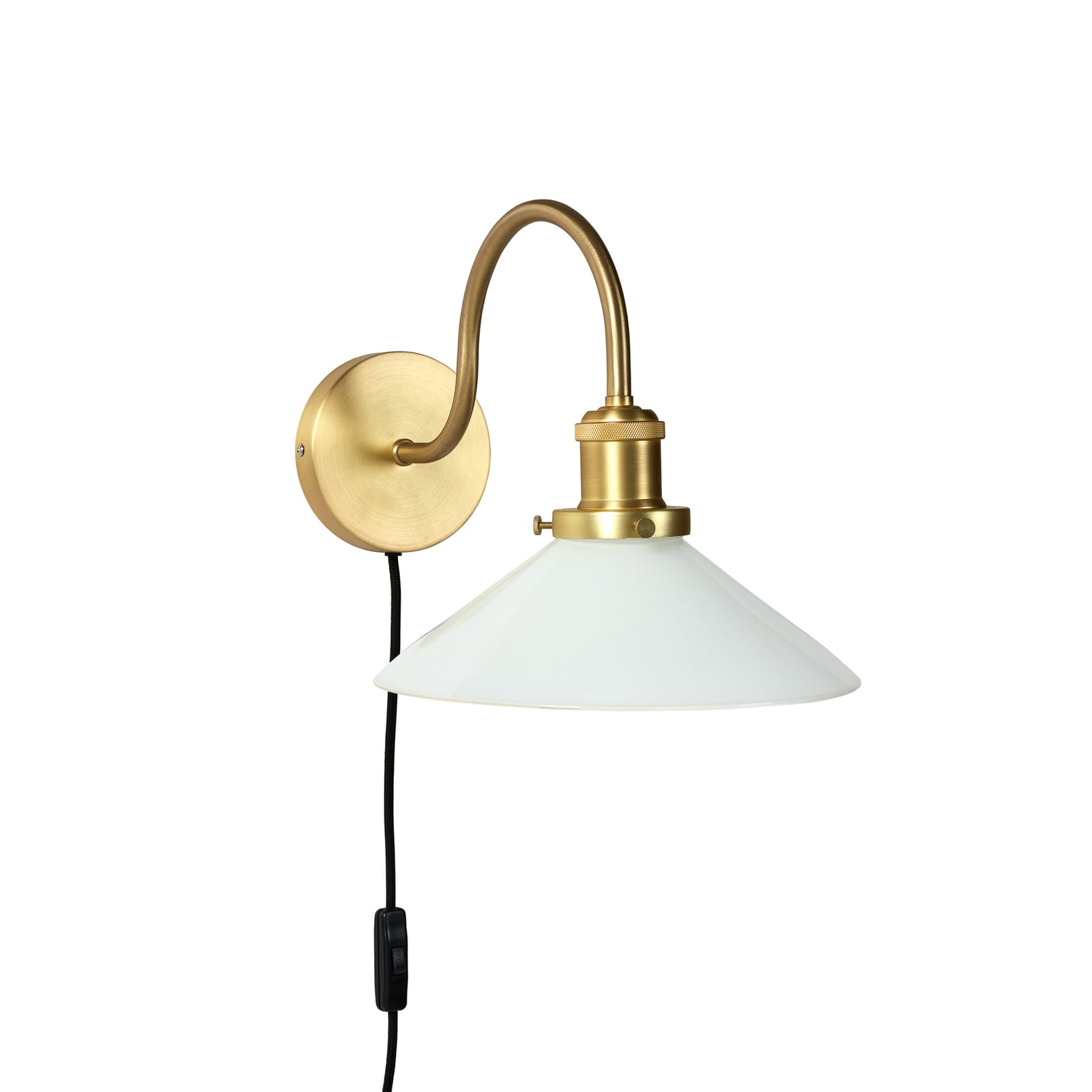 PR Home Wandleuchte Axel Vintage messingfarben Lampe mit Glasschirm opal 25cm - 7330976136858
