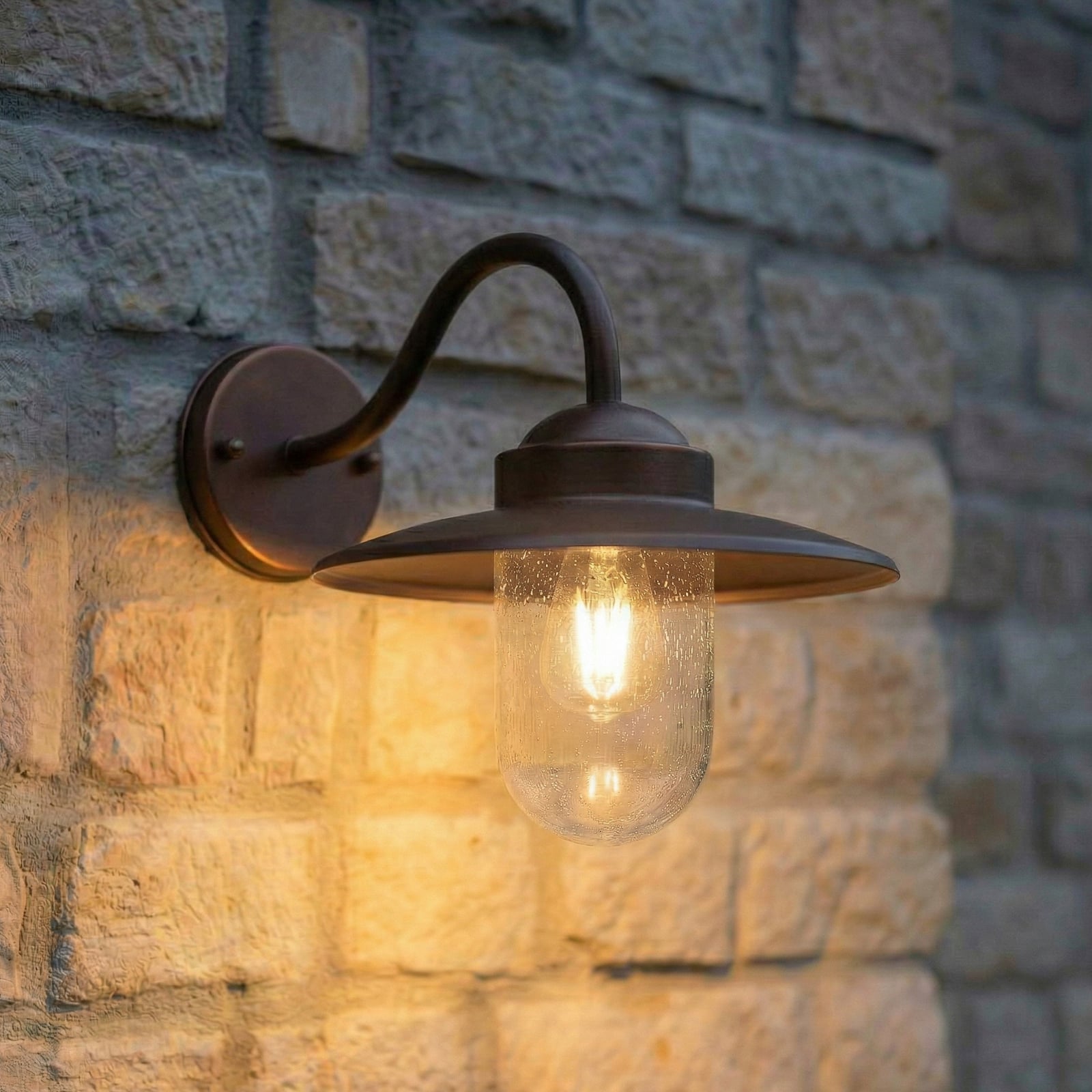 Lindby Außenwandleuchte Bilma rostfarben Alu Glas 29 cm Wandlampe Lampe Leuchte - 4251911786767