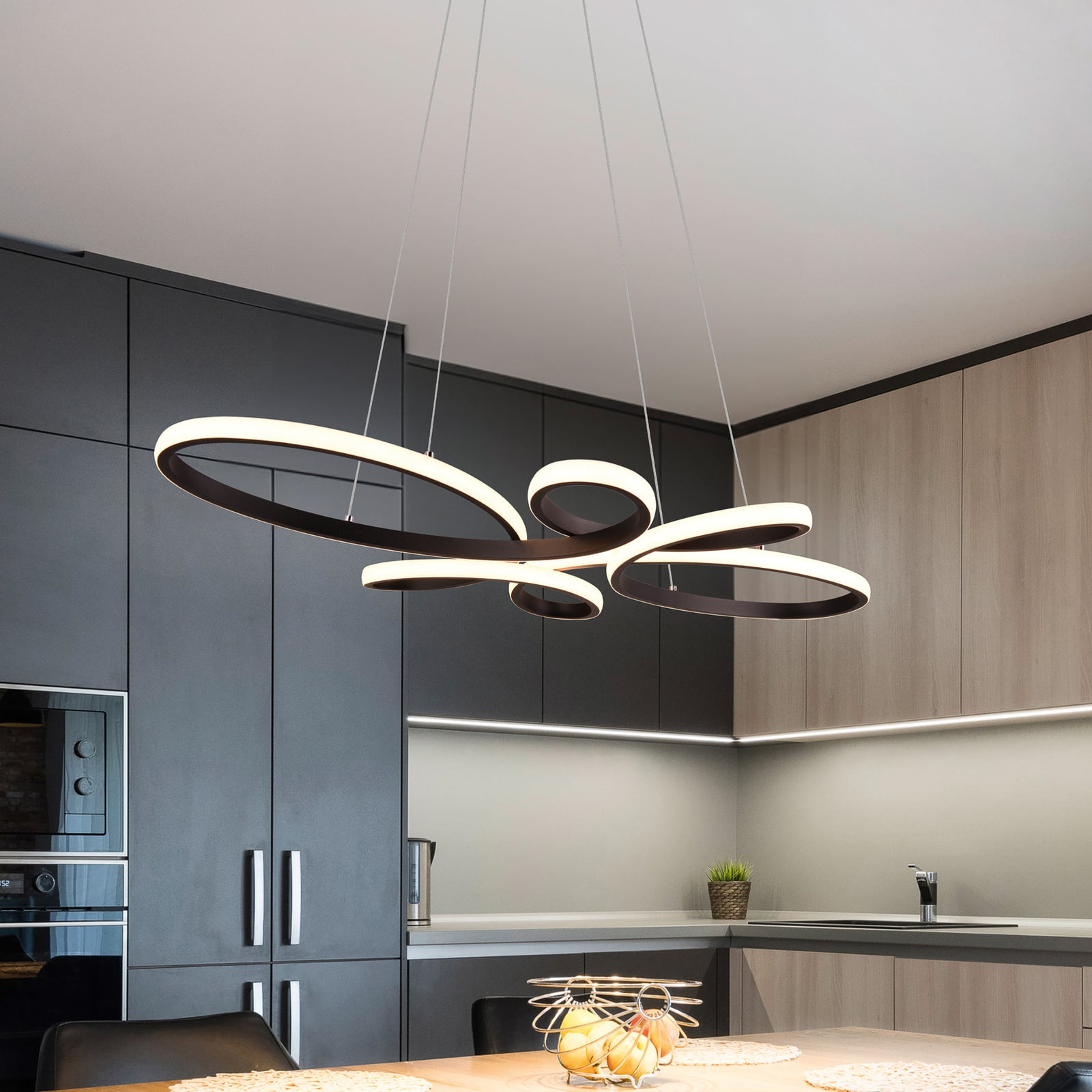 LED-Pendelleuchte Fly schwarz matt 3.000 K 83 cm x 45 cm dimmbar TRIO LIGHTING - 4017807600926