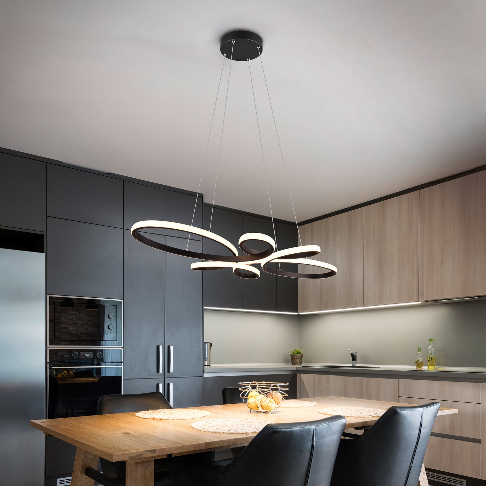 LED-Pendelleuchte Fly schwarz matt 3.000 K 83 cm x 45 cm dimmbar TRIO LIGHTING - 4017807600926