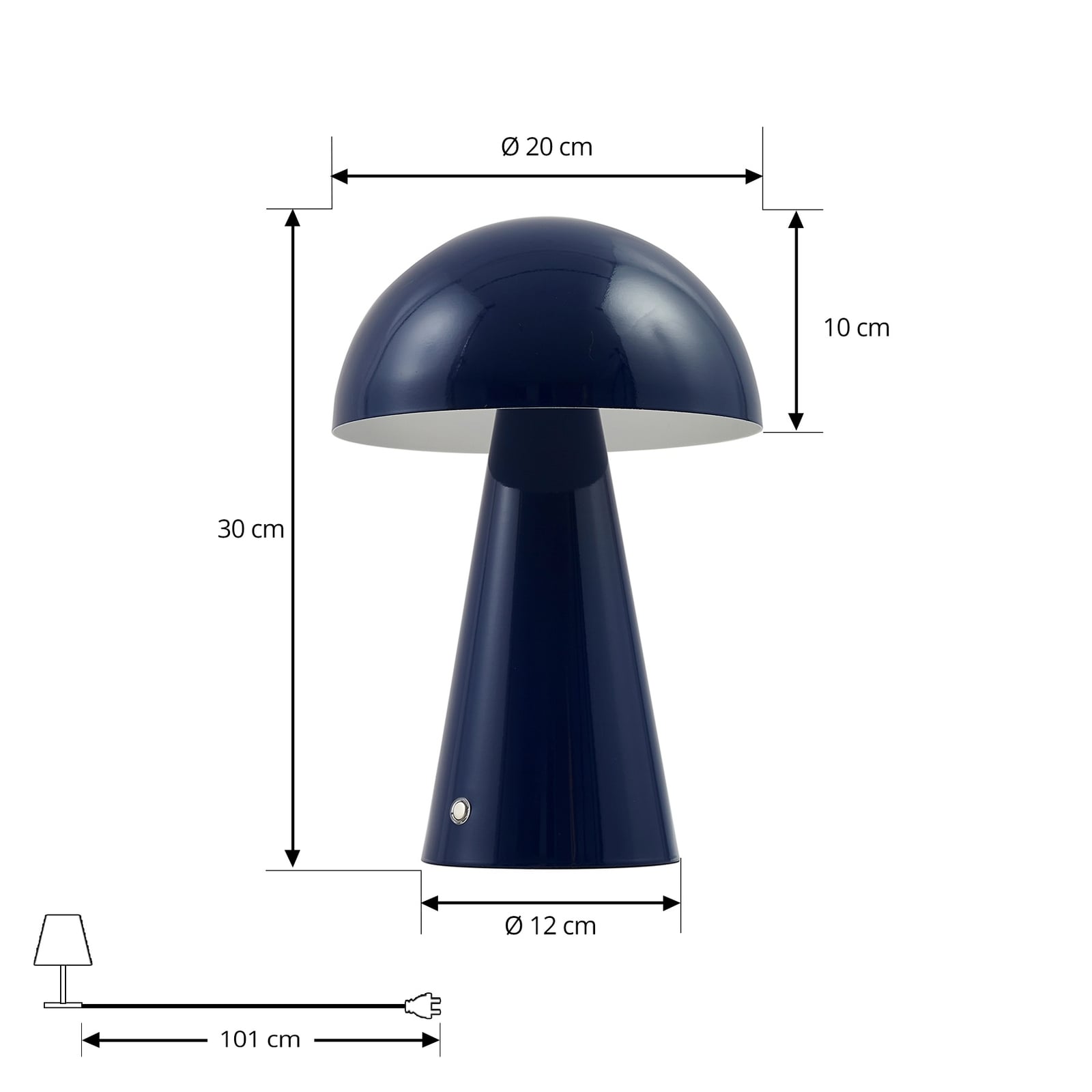 Lindby LED-Akkutischlampe Nevijo blau Ø20cm dimmbar USB 3000K 230 Lumen - 4251911791525