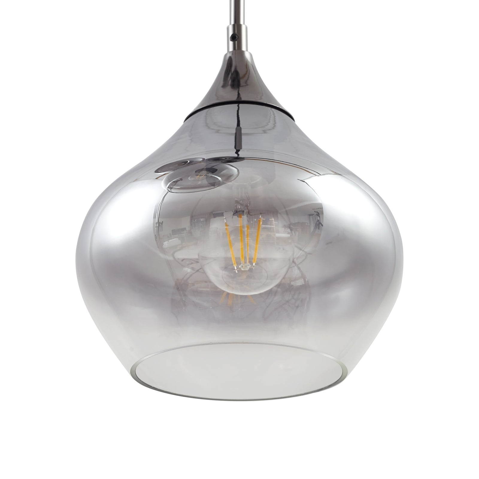 Lucande Hängeleuchte Jarven 3-flammig schwarz Glas 44x44cm dimmbar - 4251911791563