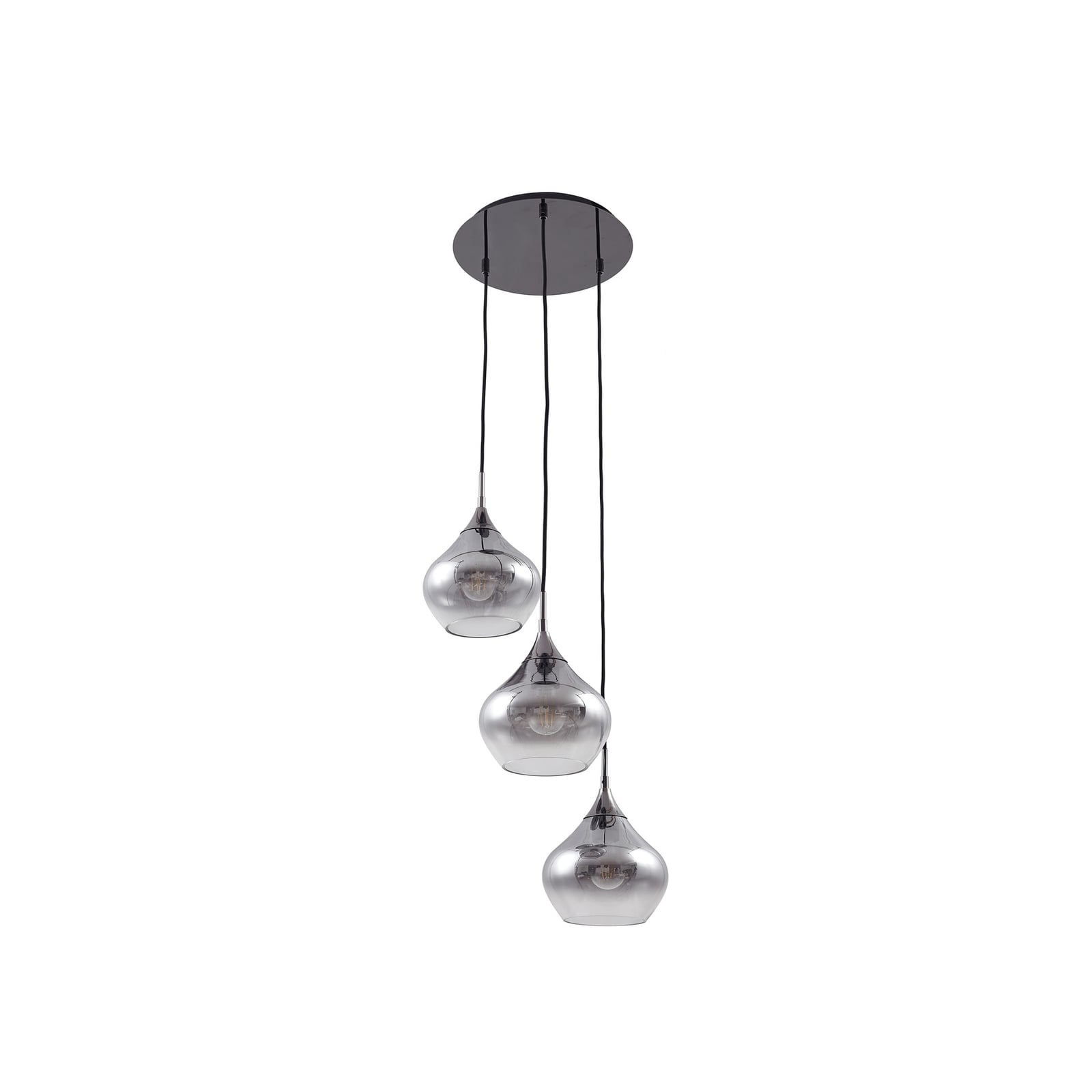 Lucande Hängeleuchte Jarven 3-flammig schwarz Glas 44x44cm dimmbar - 4251911791563