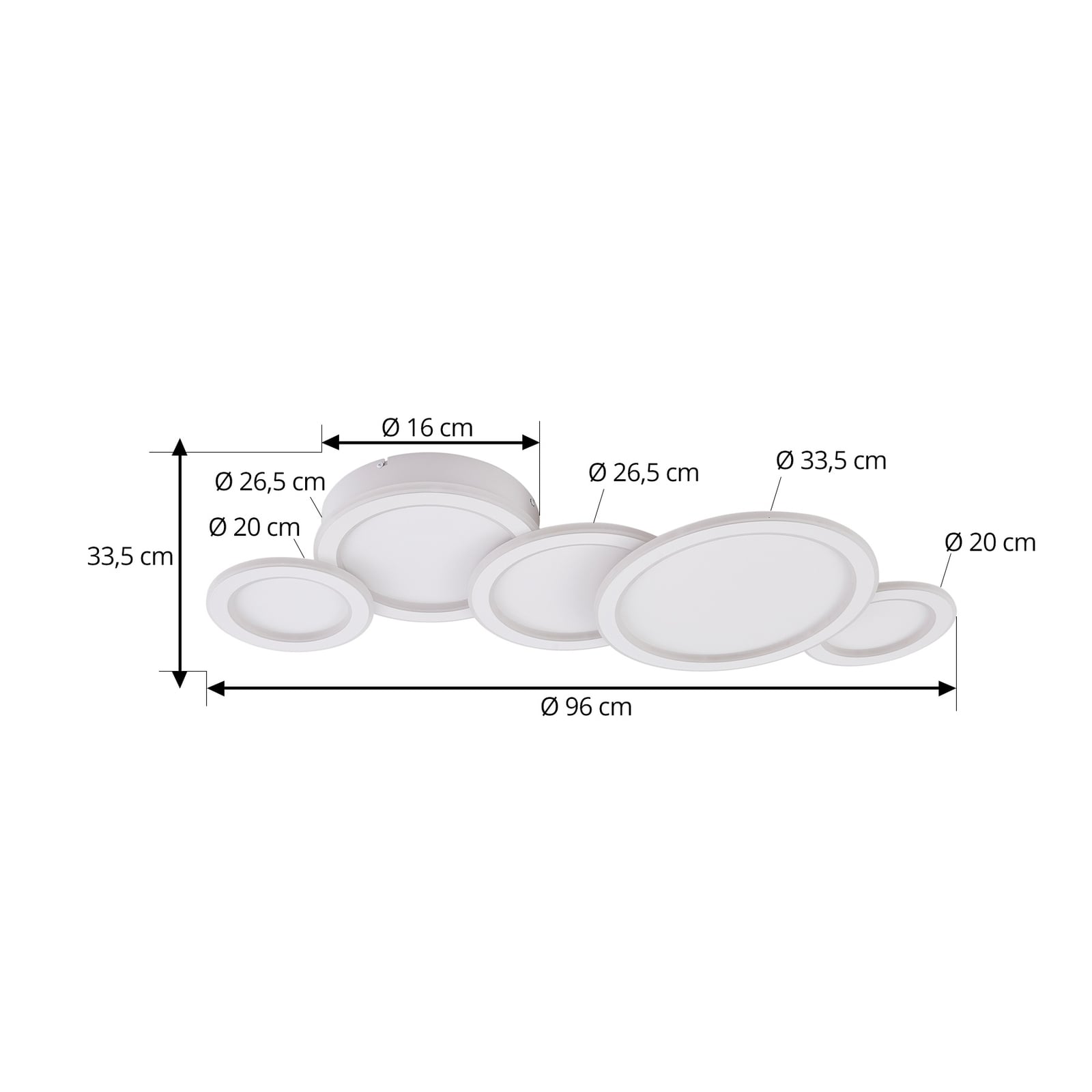 Lucande LED-Deckenleuchte Diala 96 cm weiß dimmbar 8200 lm IP20 - 4251911791617