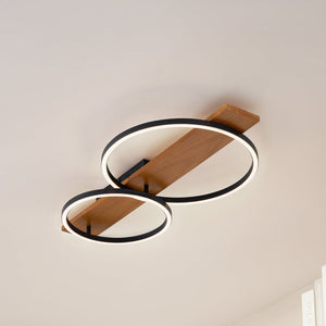 B-Ware Lindby LED-Deckenlampe Galad schwarz Holz 2-flg 75 cm dimmbar warmweiß