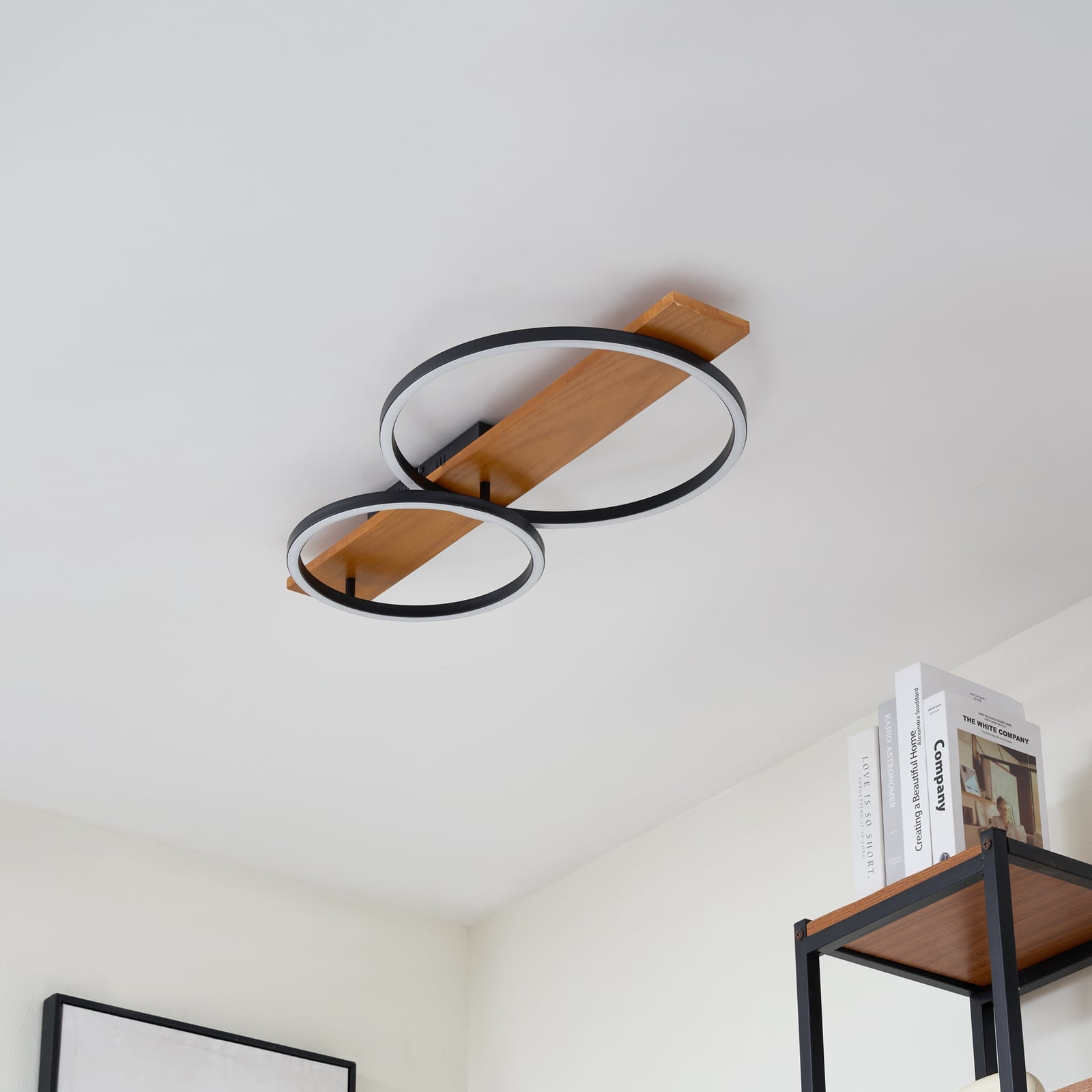 Lindby LED-Deckenlampe Galad schwarz Holz 2-flg 75 cm dimmbar warmweiß - 4251911791648