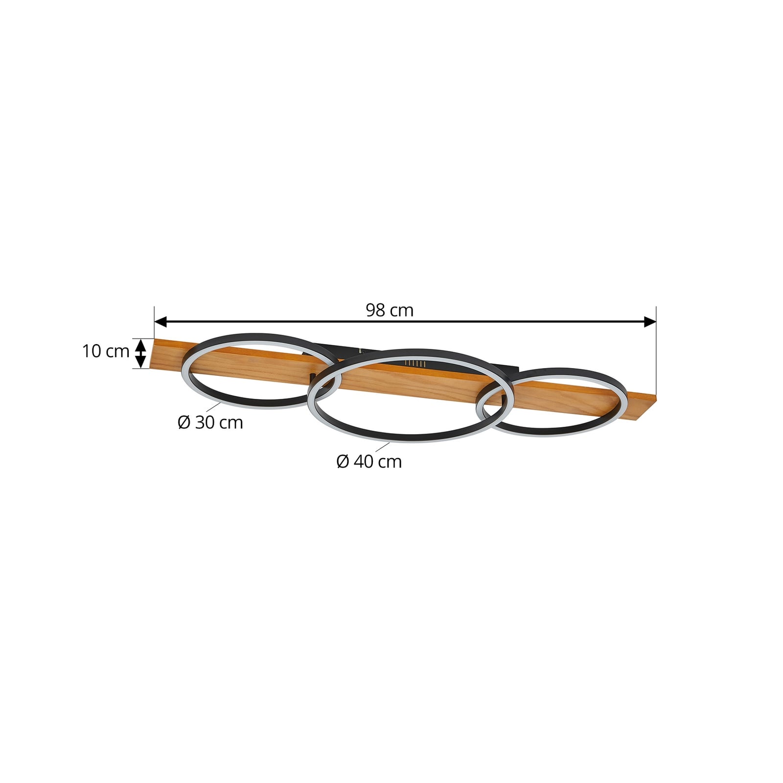 Lindby Deckenleuchte Deckenlampe LED Lampe Galad schwarz Holz dimmbar 98 cm - 4251911791655