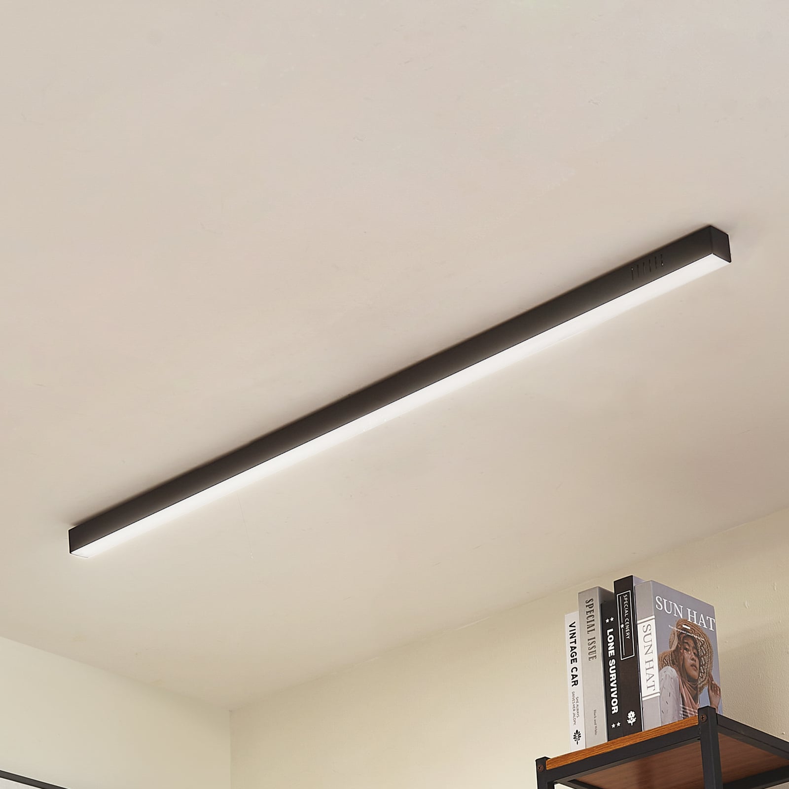Lucande LED-Deckenleuchte Teniona 132 cm schwarz dimmbar mit Fernbedienung - 4251911791723