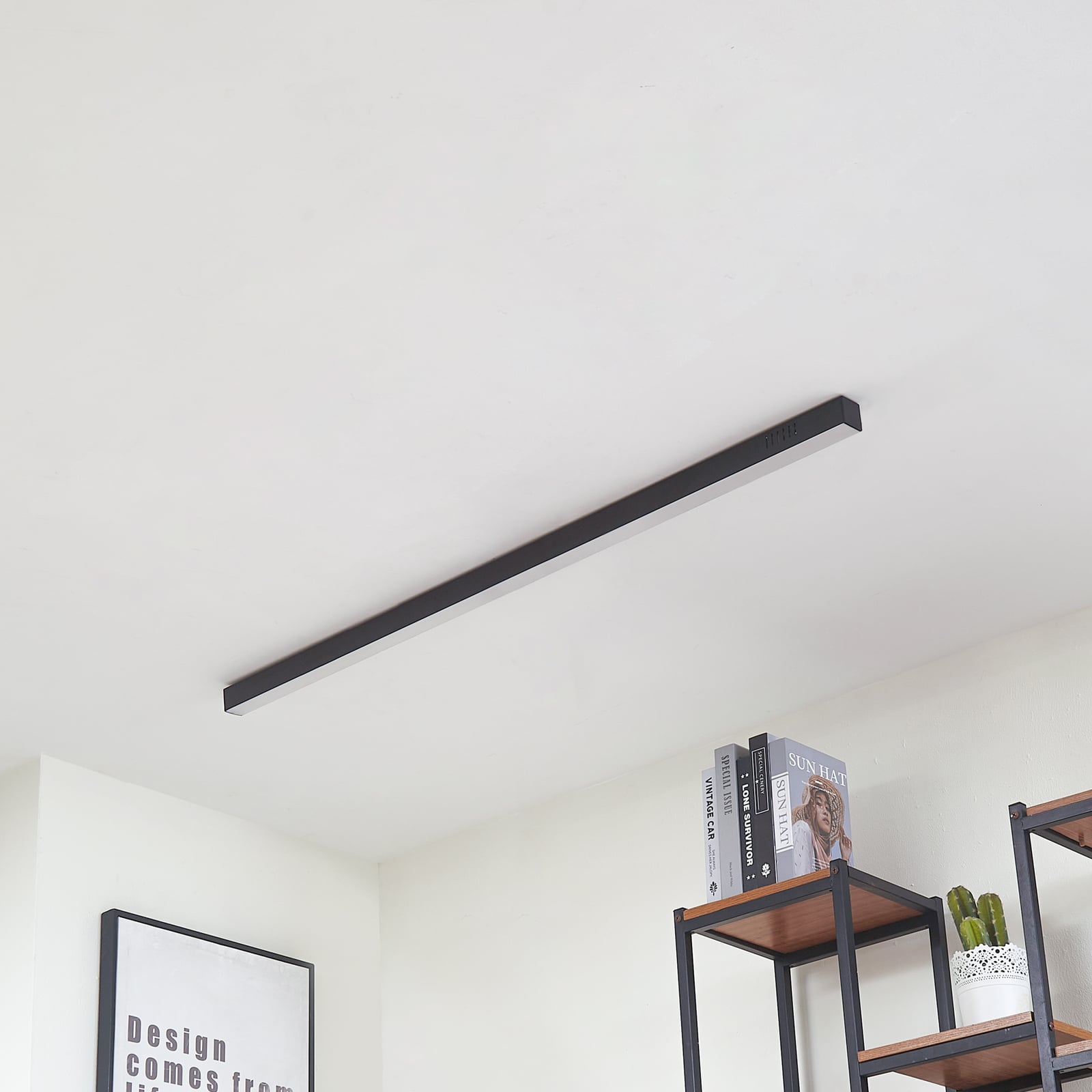 Lucande LED-Deckenleuchte Teniona 132 cm schwarz dimmbar mit Fernbedienung - 4251911791723