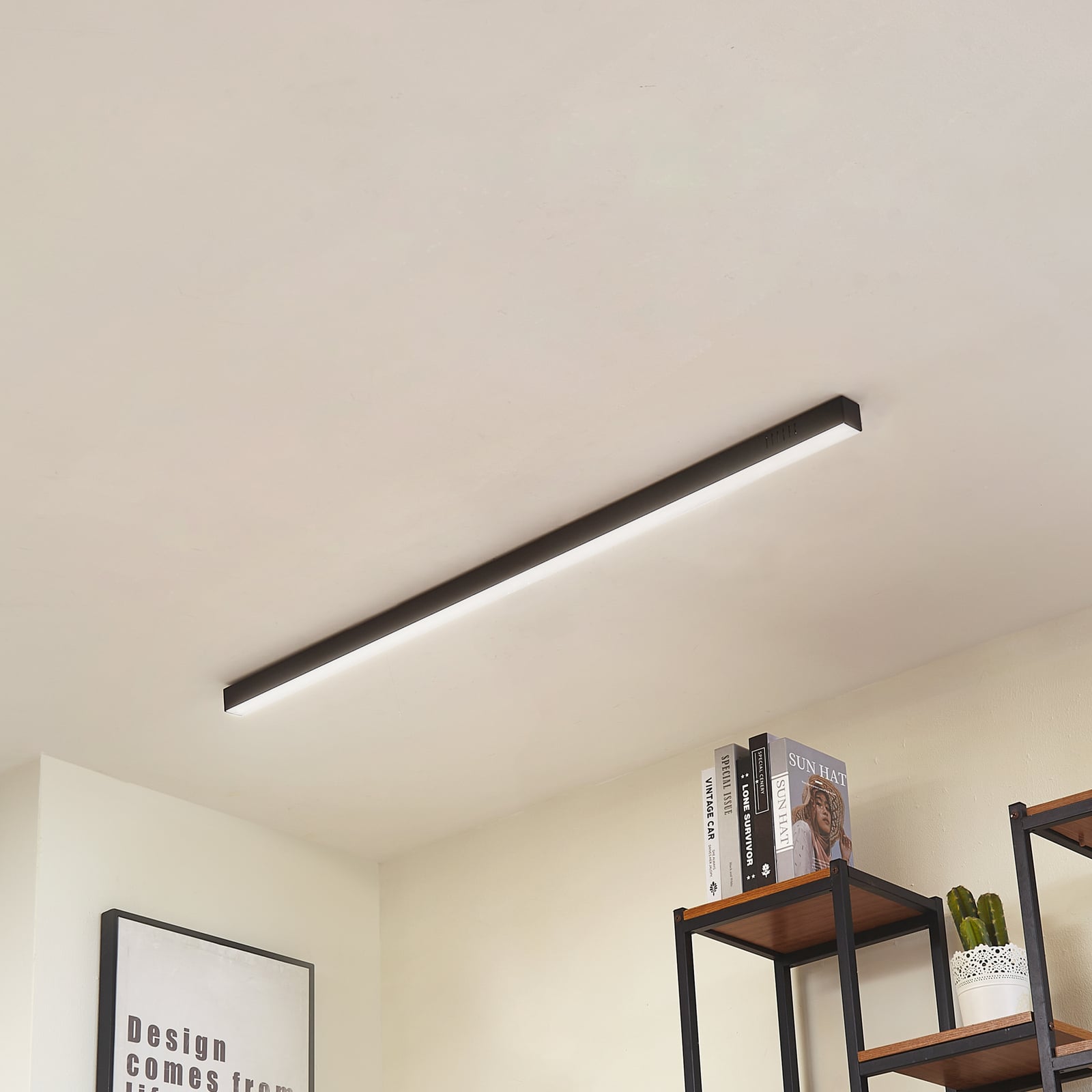Lucande LED-Deckenleuchte Teniona 132 cm schwarz dimmbar mit Fernbedienung - 4251911791723