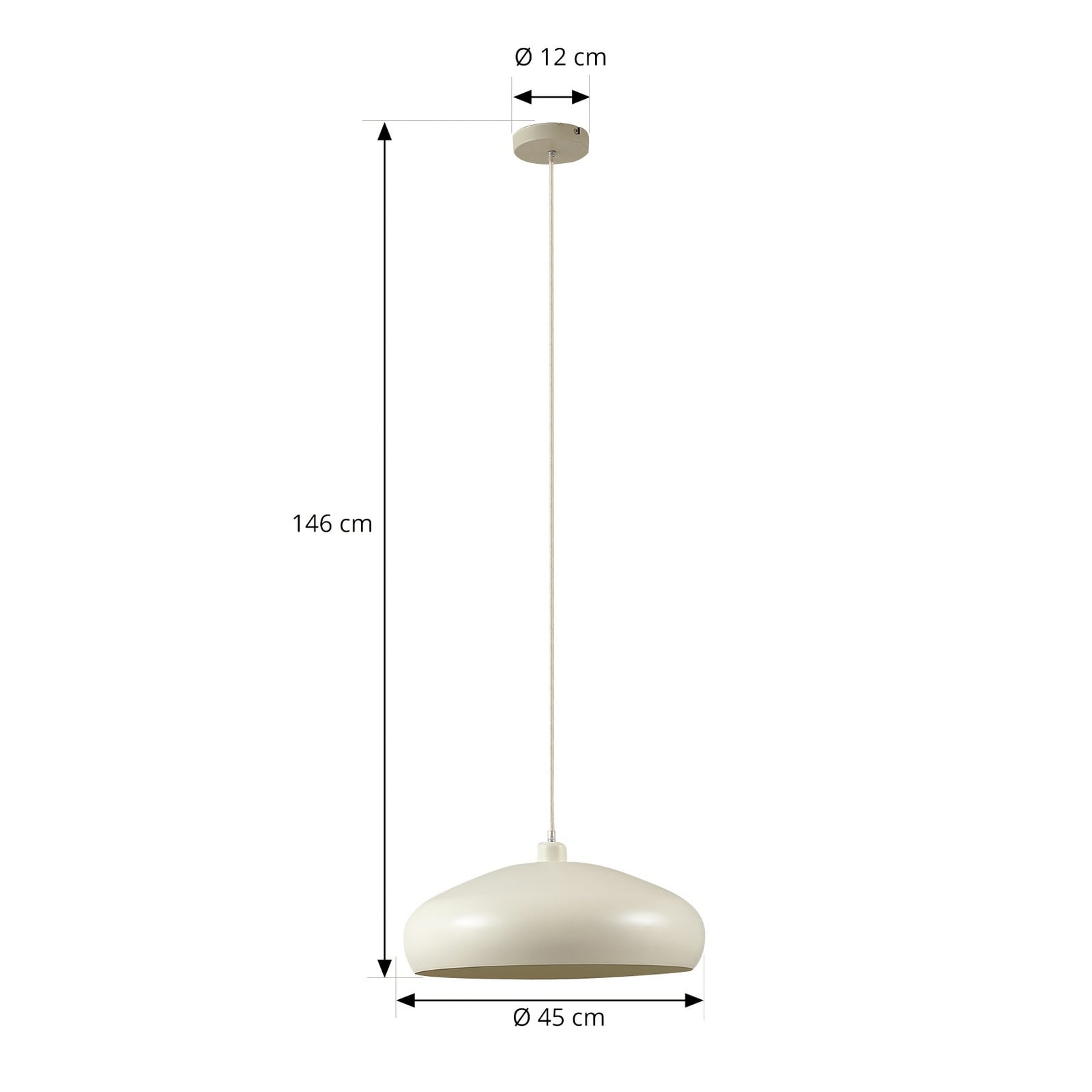 Lindby Hängeleuchte Elover beige Ø 45 cm Eisen dimmbar 1x15W LED - 4251911791969