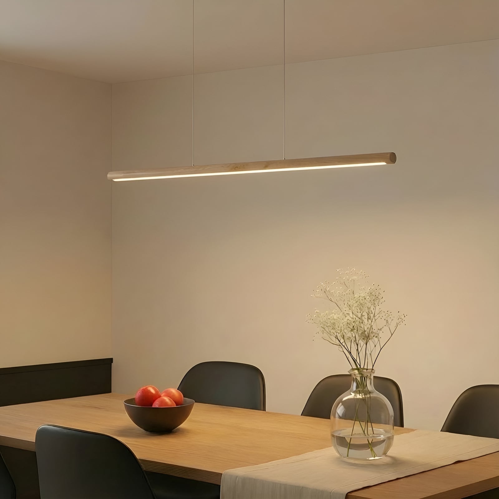 Lucande Holz Hängeleuchte Pendelleuchte Maruta LED 3000K 120 cm Balken Lampe - 4251911792799