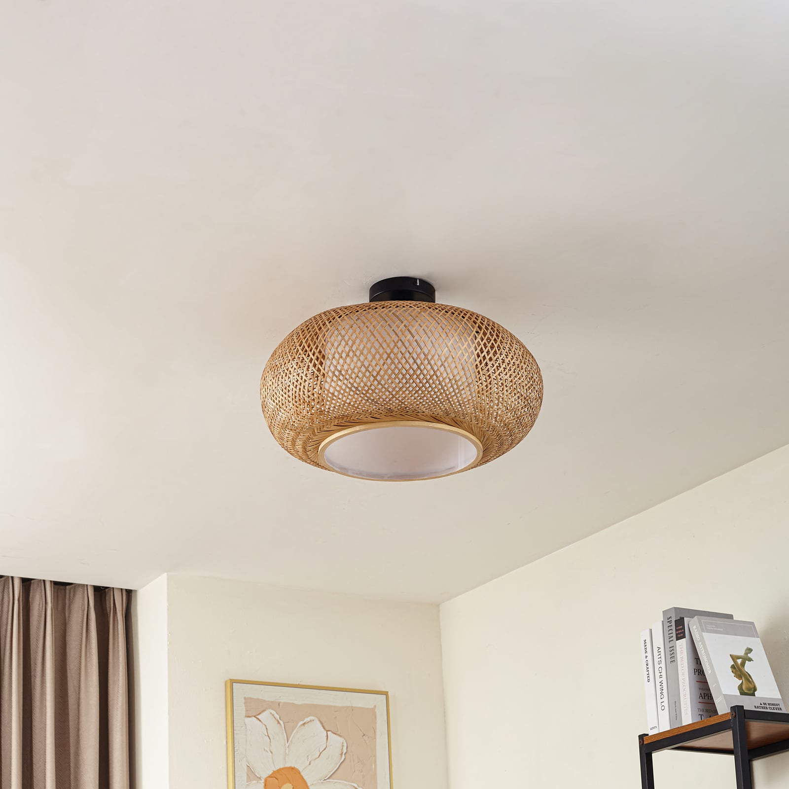 Lindby Deckenleuchte Romaine Bambus natur/weiß Ø 50 cm dimmbar IP20 - 4251911792904