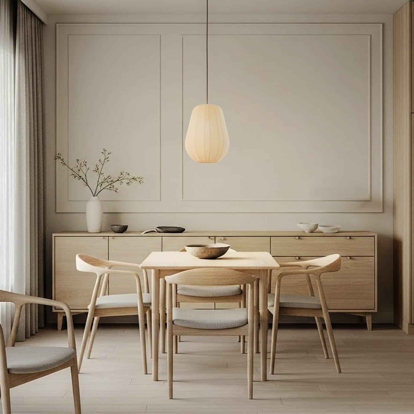 Lindby Hängeleuchte Helin beige Ø 30 cm Stoff Deckenlampe Deckenleuchte Lampe - 4251911793819