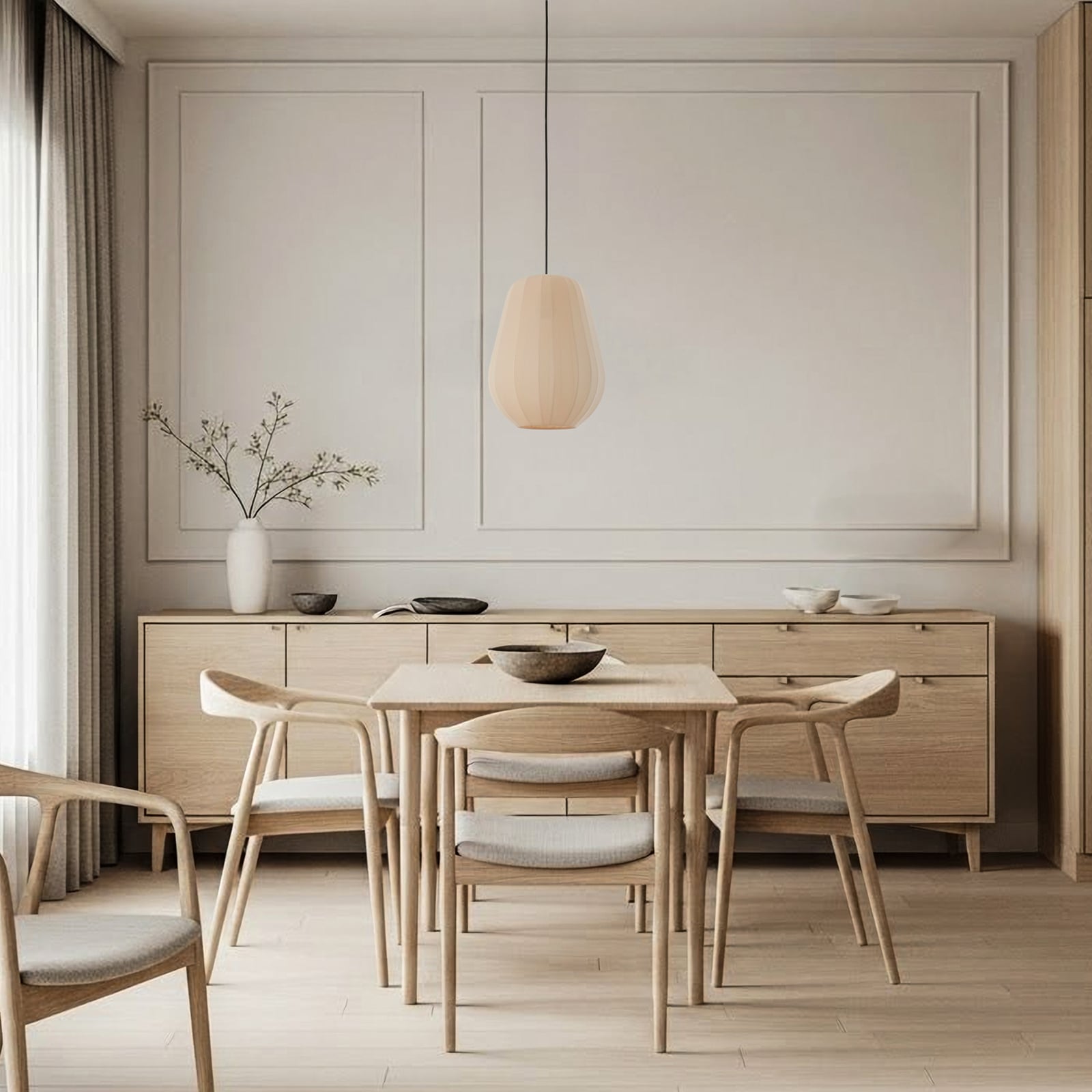 Lindby Hängeleuchte Helin beige Ø 30 cm Stoff Deckenlampe Deckenleuchte Lampe - 4251911793819