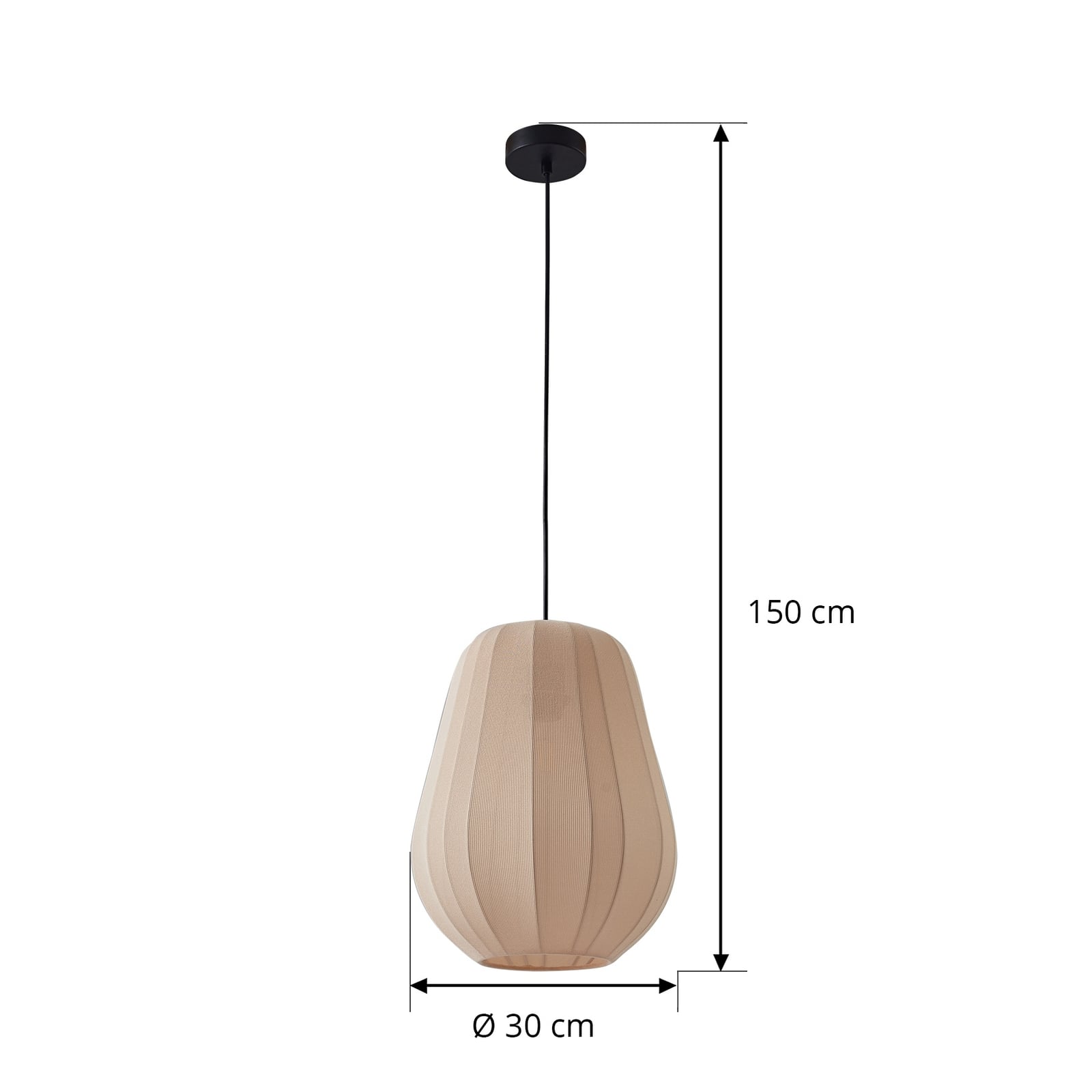 Lindby Hängeleuchte Helin beige Ø 30 cm Stoff Deckenlampe Deckenleuchte Lampe - 4251911793819