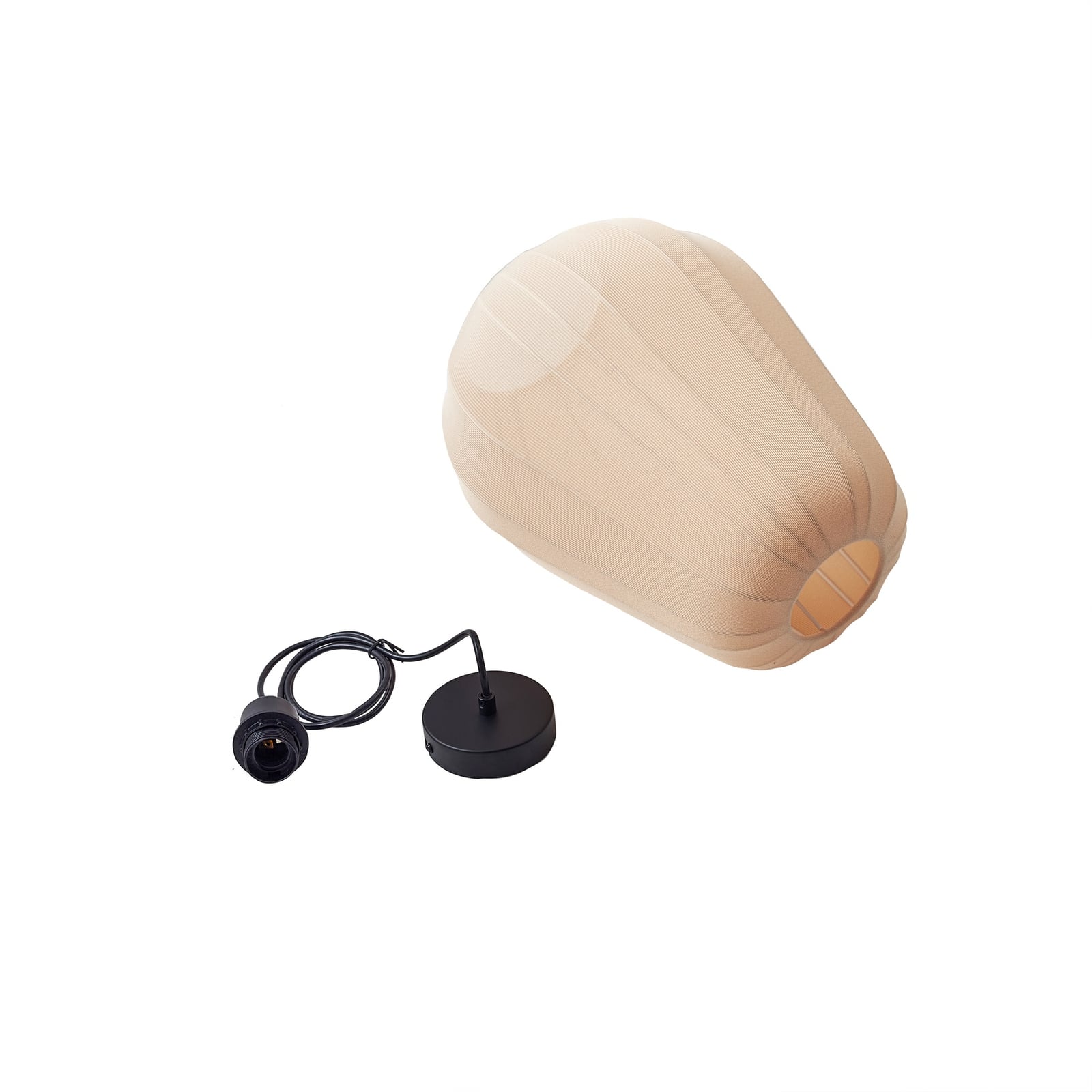 Lindby Hängeleuchte Helin beige Ø 30 cm Stoff Deckenlampe Deckenleuchte Lampe - 4251911793819