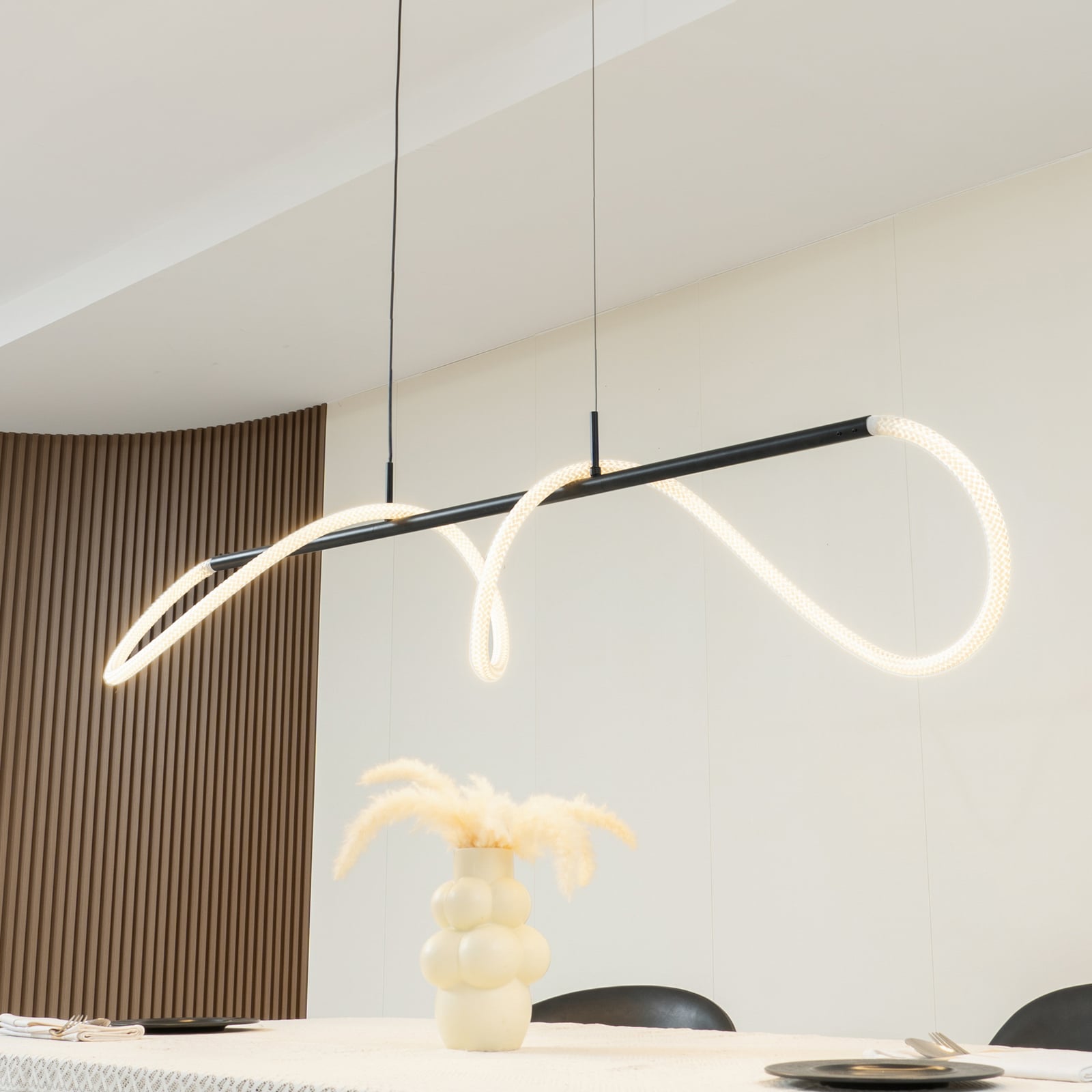 Lucande Hängeleuchte Pendelleuchte LED Leuchte schwarz weiß Eisen Silikon Textil - 4251911794717