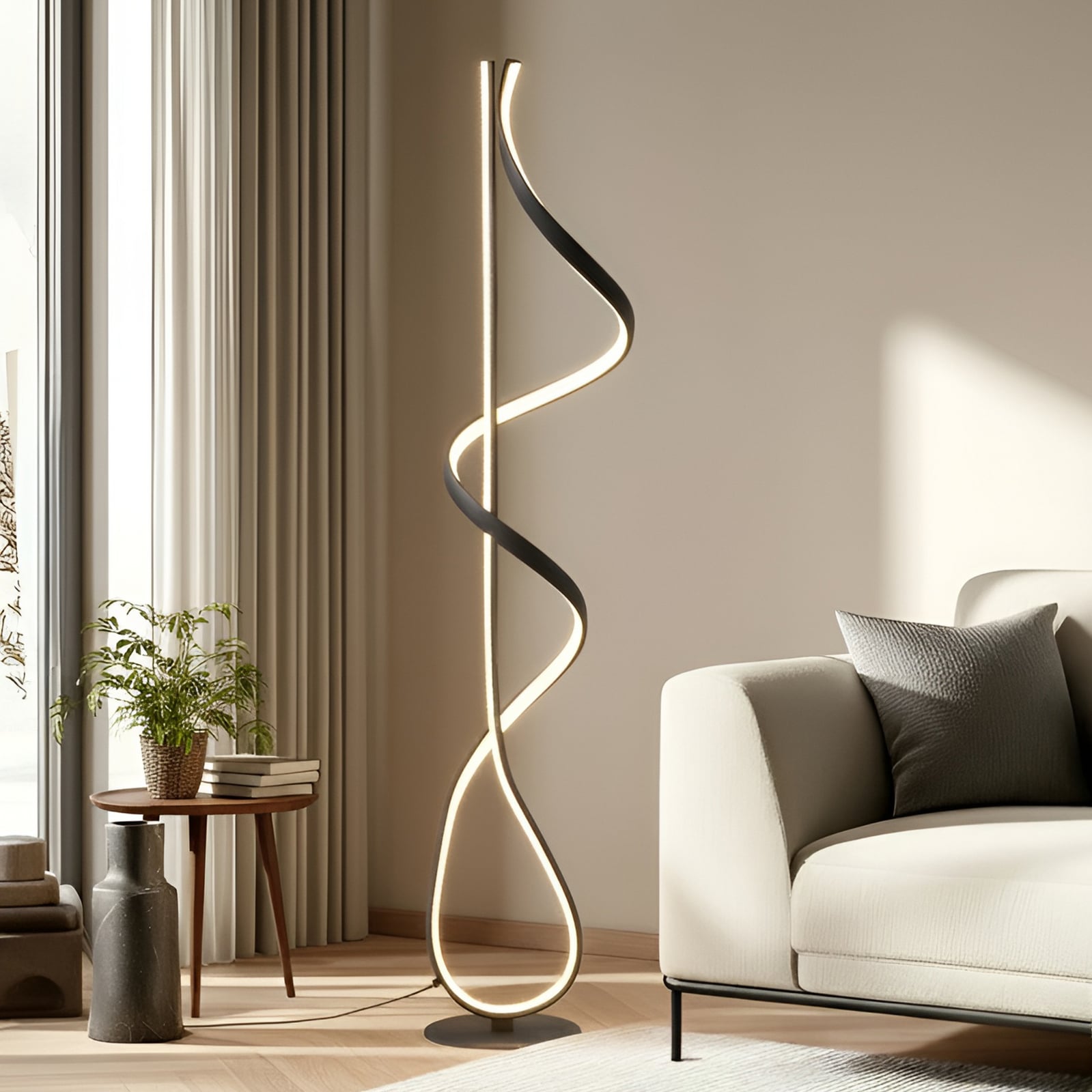 Lucande LED-Stehleuchte Rodado schwarz 132 cm Aluminium 24 W warmweiß 2210 lm - 4251911795004