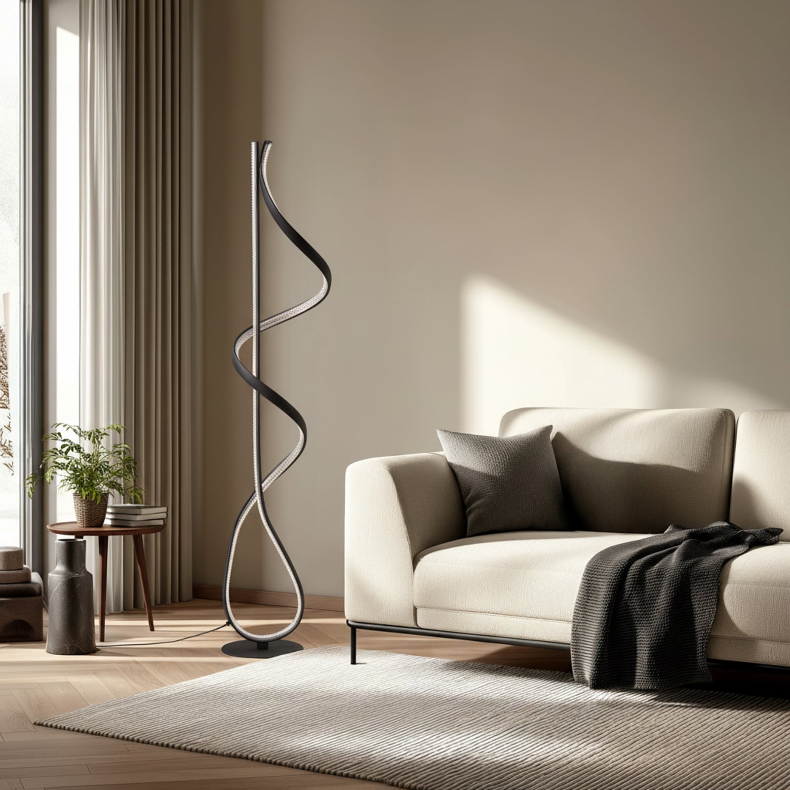 Lucande LED-Stehleuchte Rodado schwarz 132 cm Aluminium 24 W warmweiß 2210 lm - 4251911795004