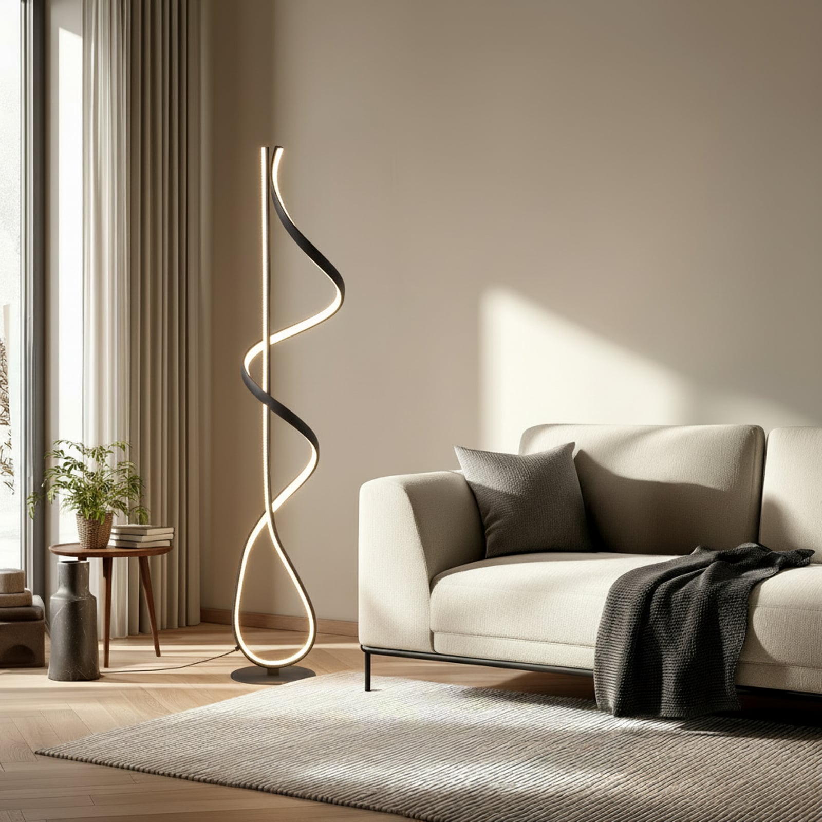 Lucande LED-Stehleuchte Rodado schwarz 132 cm Aluminium 24 W warmweiß 2210 lm - 4251911795004