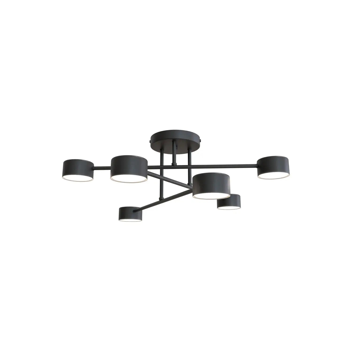 Plafonnier Emibig de catégorie B, modèle Modus 6, noir, acier GX53, six lumières, longueur 60 cm