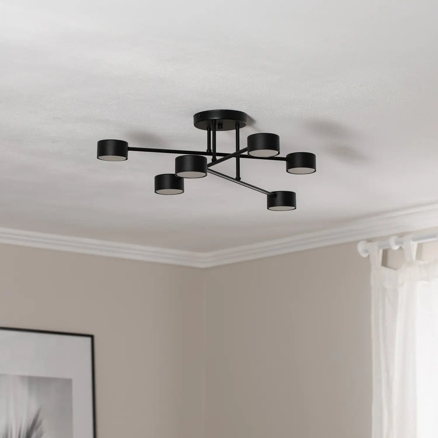 B-Ware Emibig Deckenleuchte Lampe Modus 6 Schwarz Gx53 Stahl Sechsflammig Länge 60 Cm