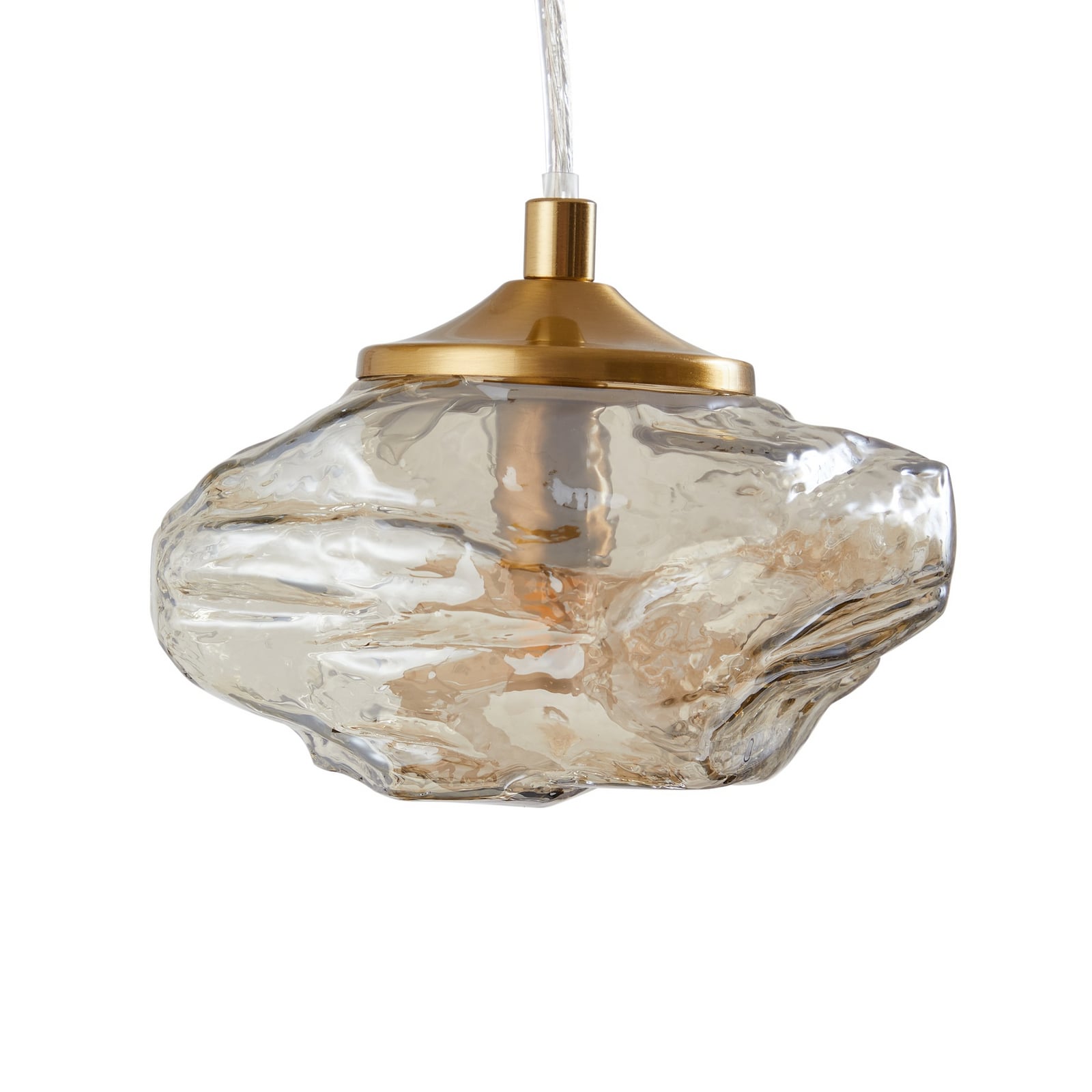 Lindby Hängelampe Piatra Hängeleuchte Deckenlampe Ø25cm 3-flg amber/messing Glas - 4251911796520