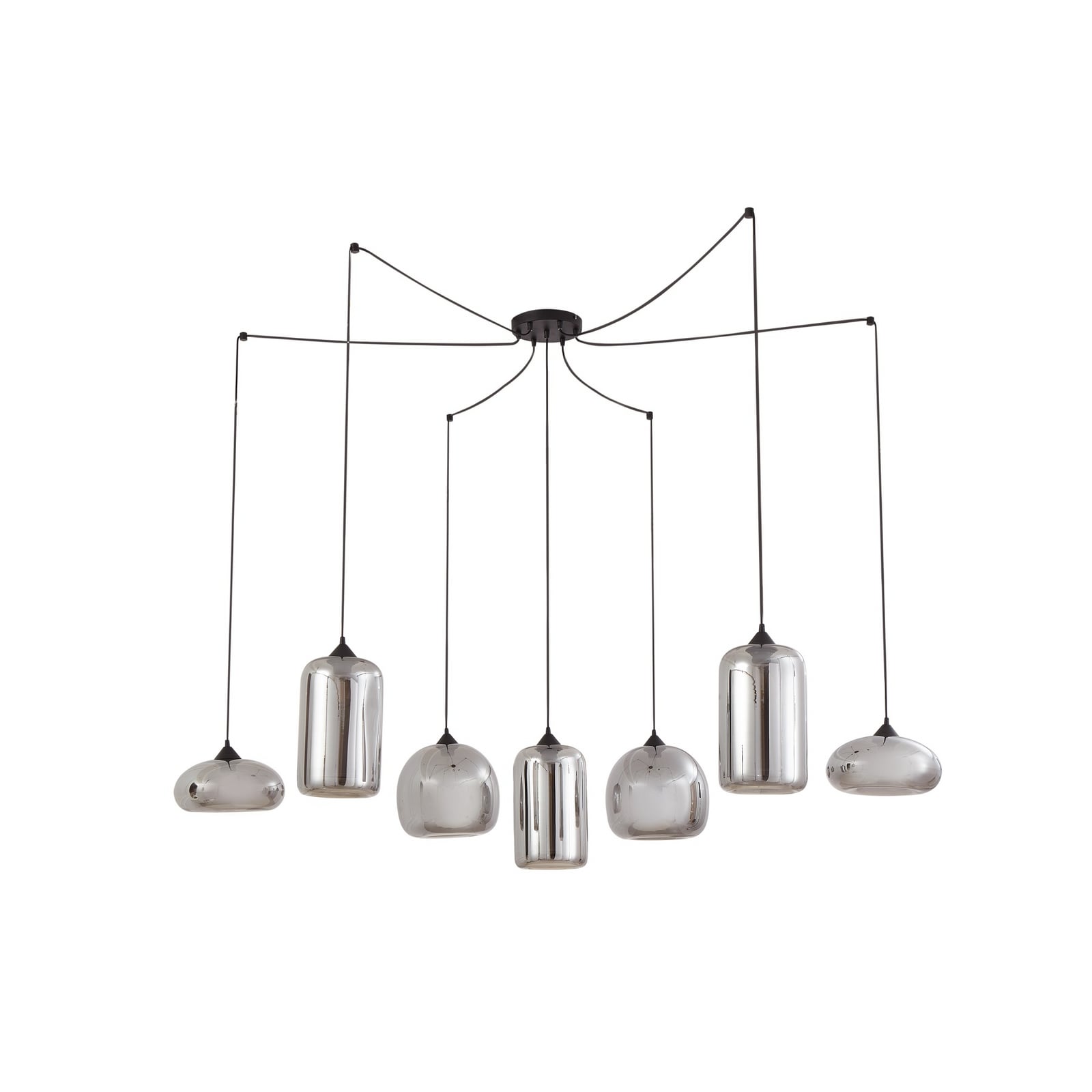 Lindby Hängeleuchte Marla 7-flammig Glas rauchgrau 128cm dimmbar E27 - 4251911797121