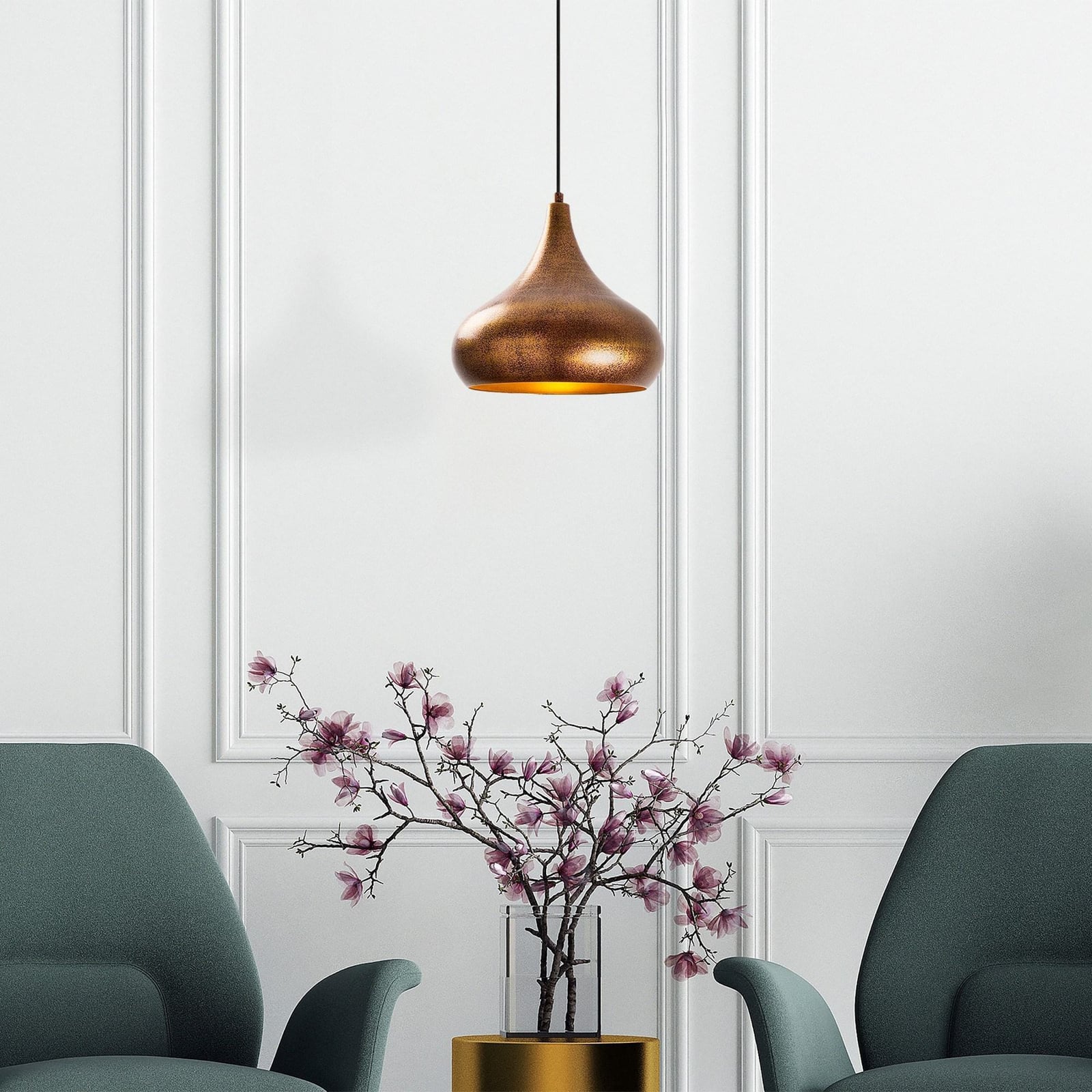 Hängeleuchte Muba 11550 messing brüniert Metall Ø 26 cm Deckenlampe Leuchte - 8683342591218