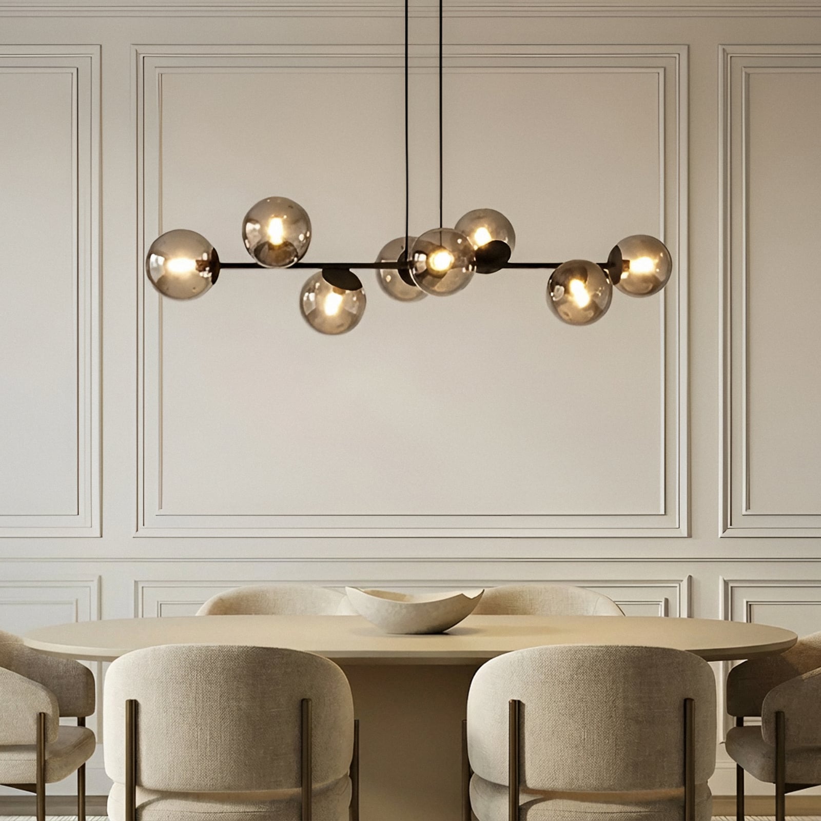 Lindby Pendelleuchte Hängelampe Isamer Kugel rauchgrau Glas Wohnzimmer Esszimmer - 4251911797749