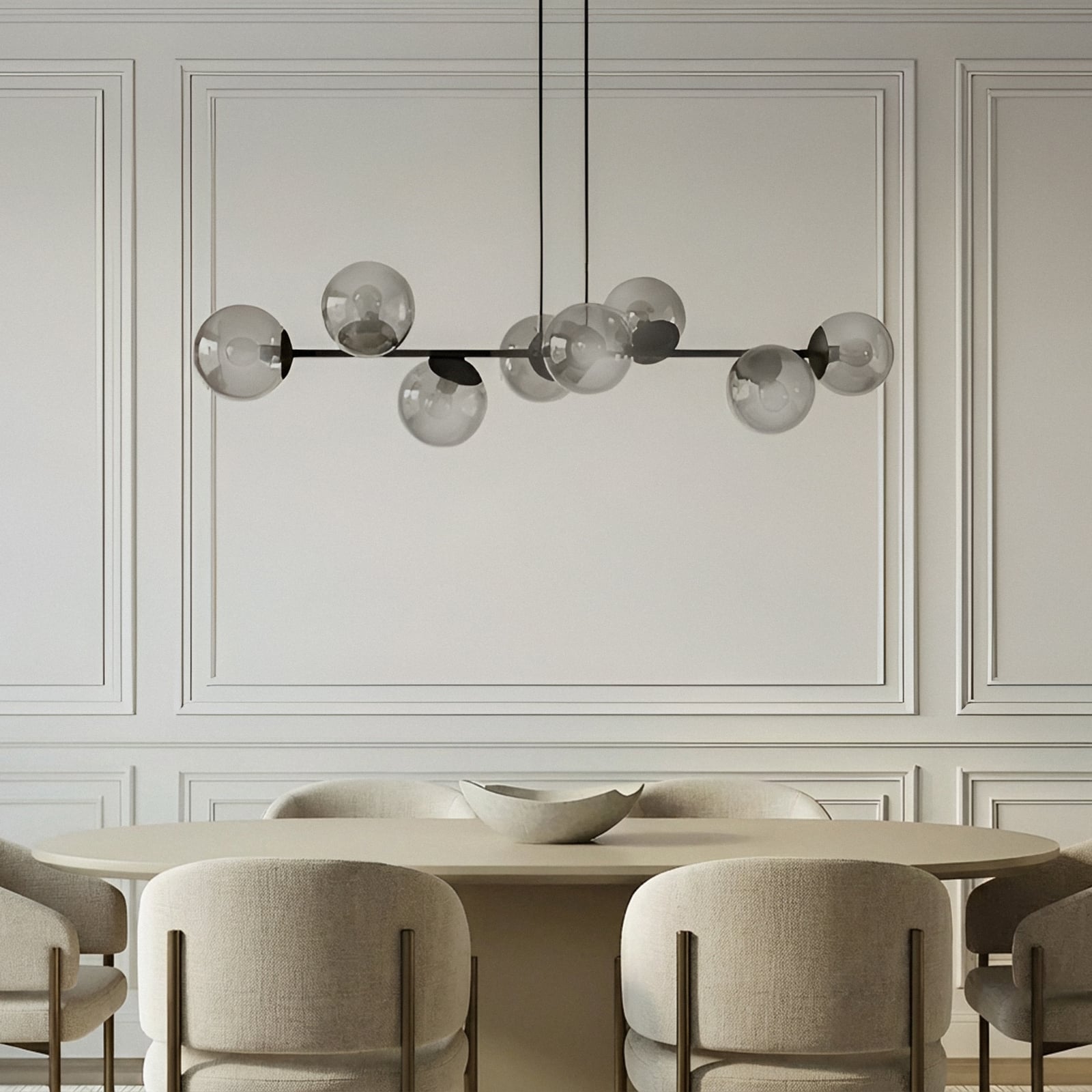 Lindby Pendelleuchte Hängelampe Isamer Kugel rauchgrau Glas Wohnzimmer Esszimmer - 4251911797749