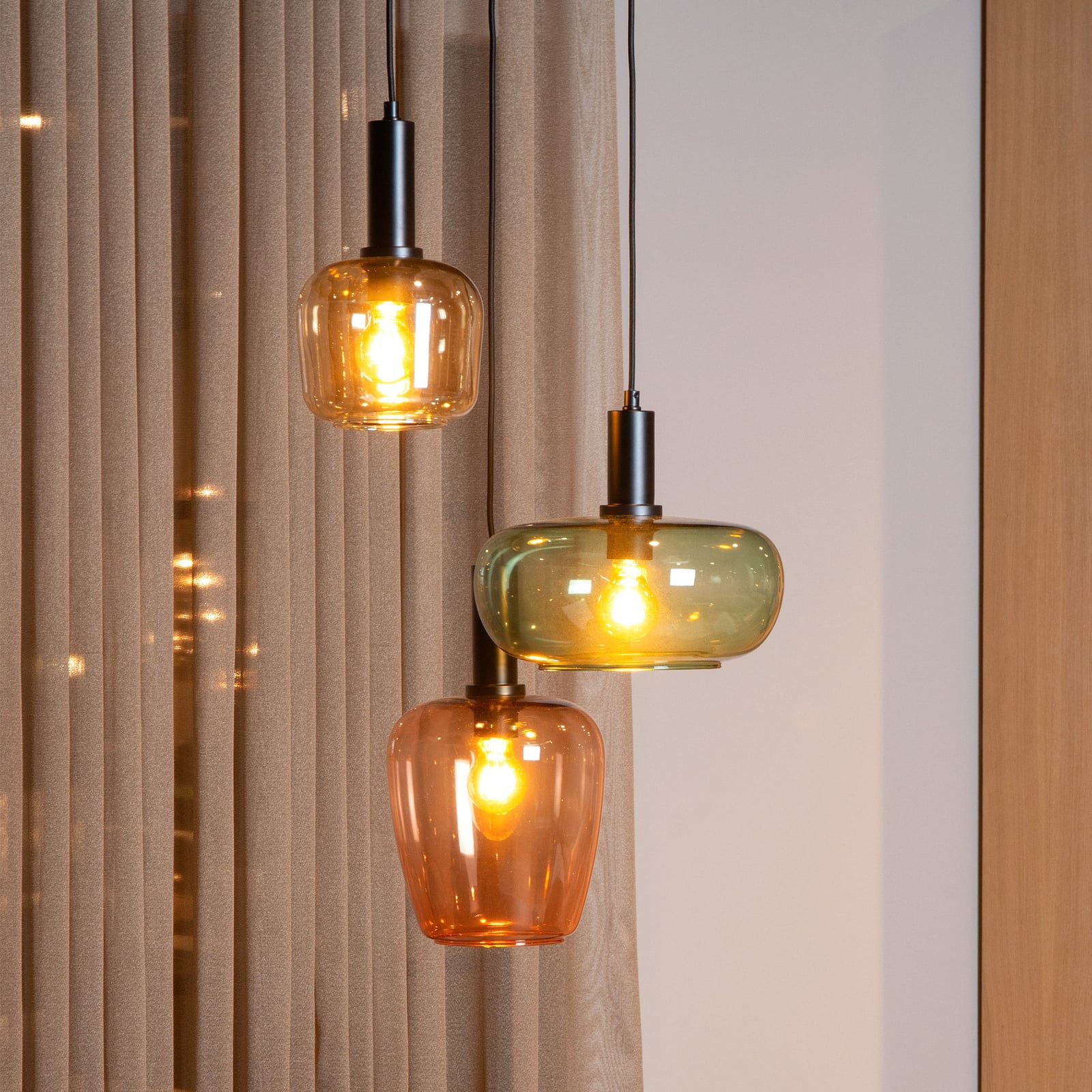 Pendelleuchte Ilona Multicolor Ø 30 cm 3-flammig Glas Metall Textil Lucide - 5411212452740