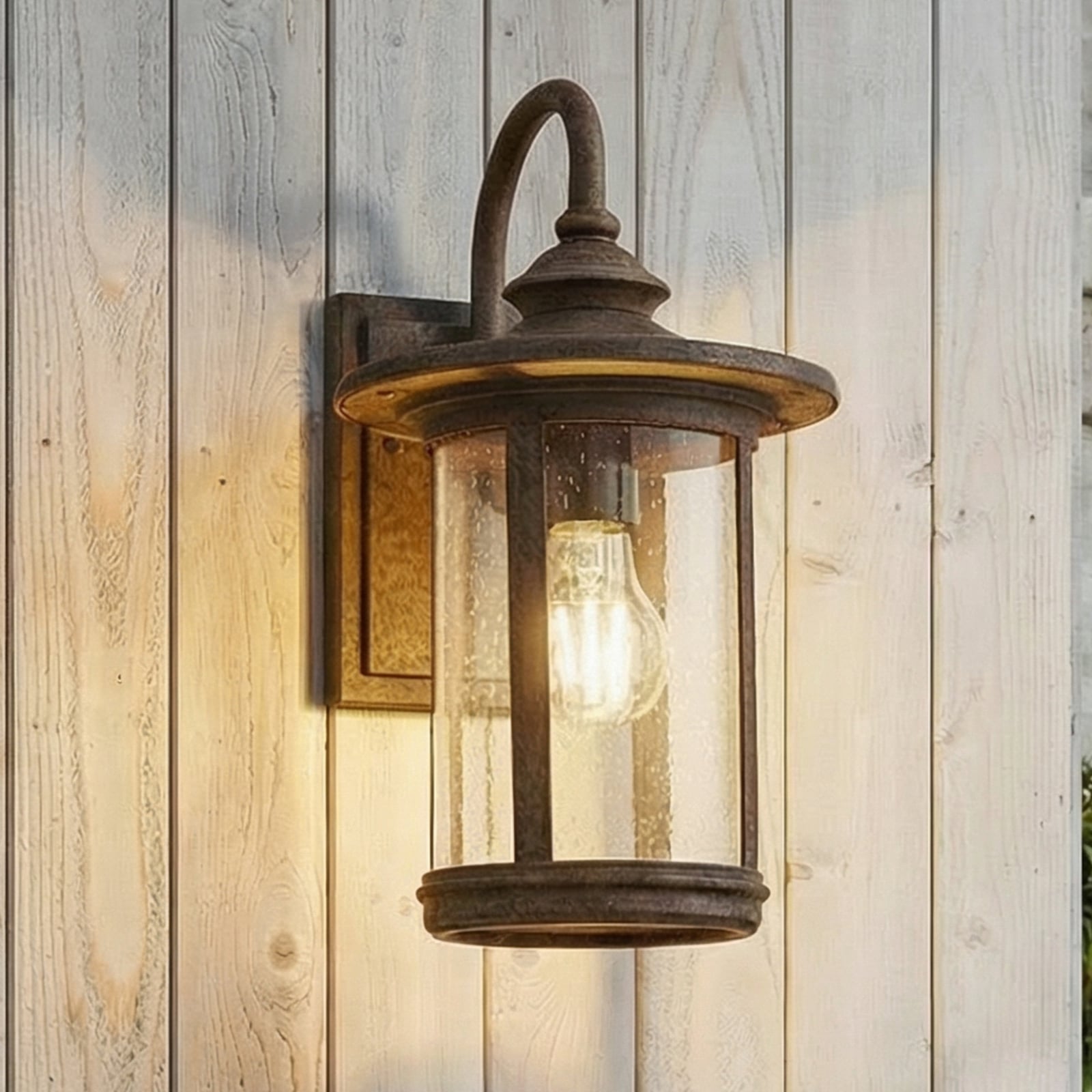 Lindby Außenwandleuchte Lampe Zayn Glas rostfarben IP23 Außenbeleuchtung - 4251911798982
