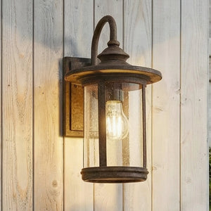 B-Ware Lindby Außenwandleuchte Lampe Zayn Glas rostfarben IP23 Außenbeleuchtung