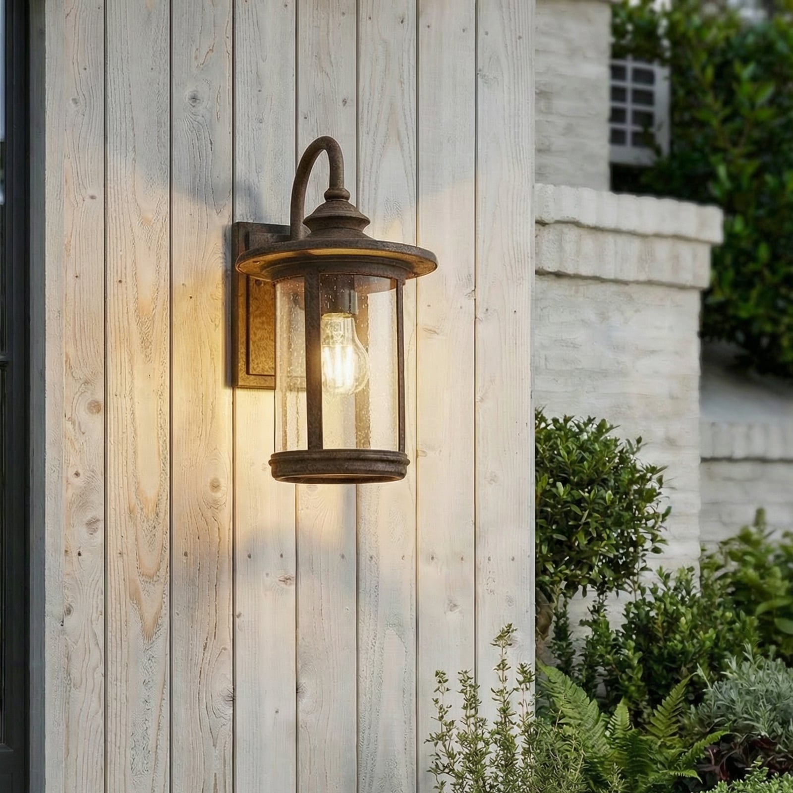 Lindby Außenwandleuchte Lampe Zayn Glas rostfarben IP23 Außenbeleuchtung - 4251911798982
